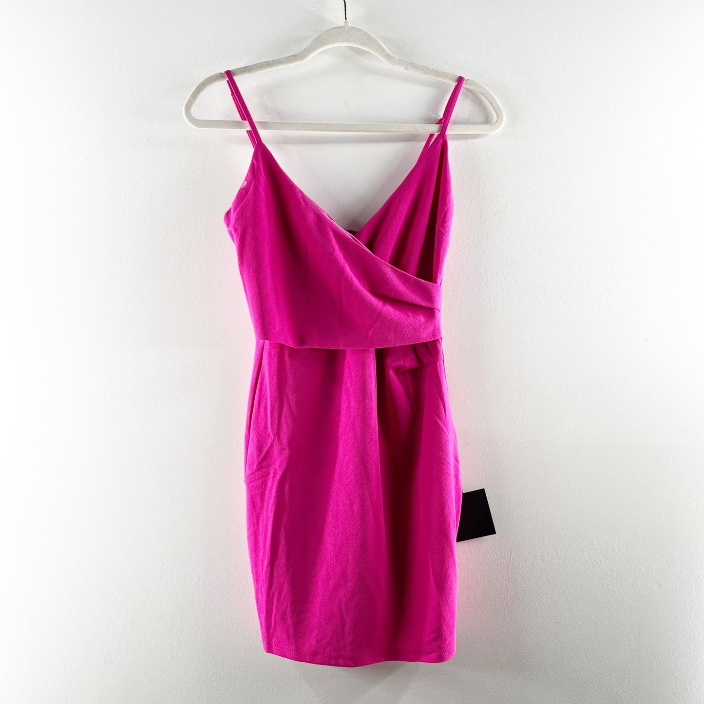 Lulus Feeling Flattered Wrap Front Bodycon Mini Dress Pink Small