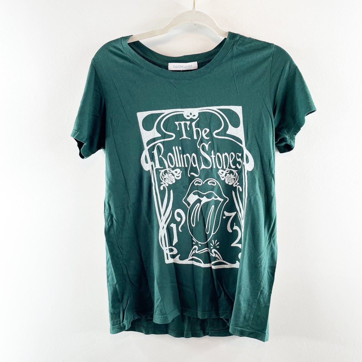 DAYDREAMER Rolling Stones Short Sleeve Graphic T-Shirt Emerald Green Medium