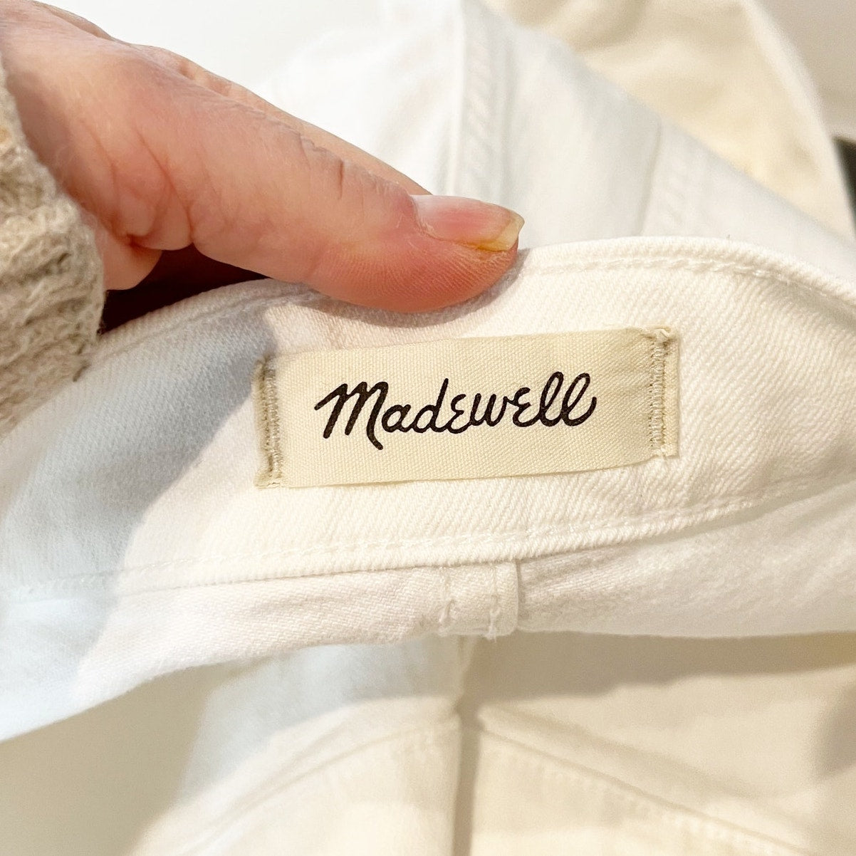 Madewell The Perfect Vintage Wide Leg Crop Jeans Patch Pocket Tile White 10