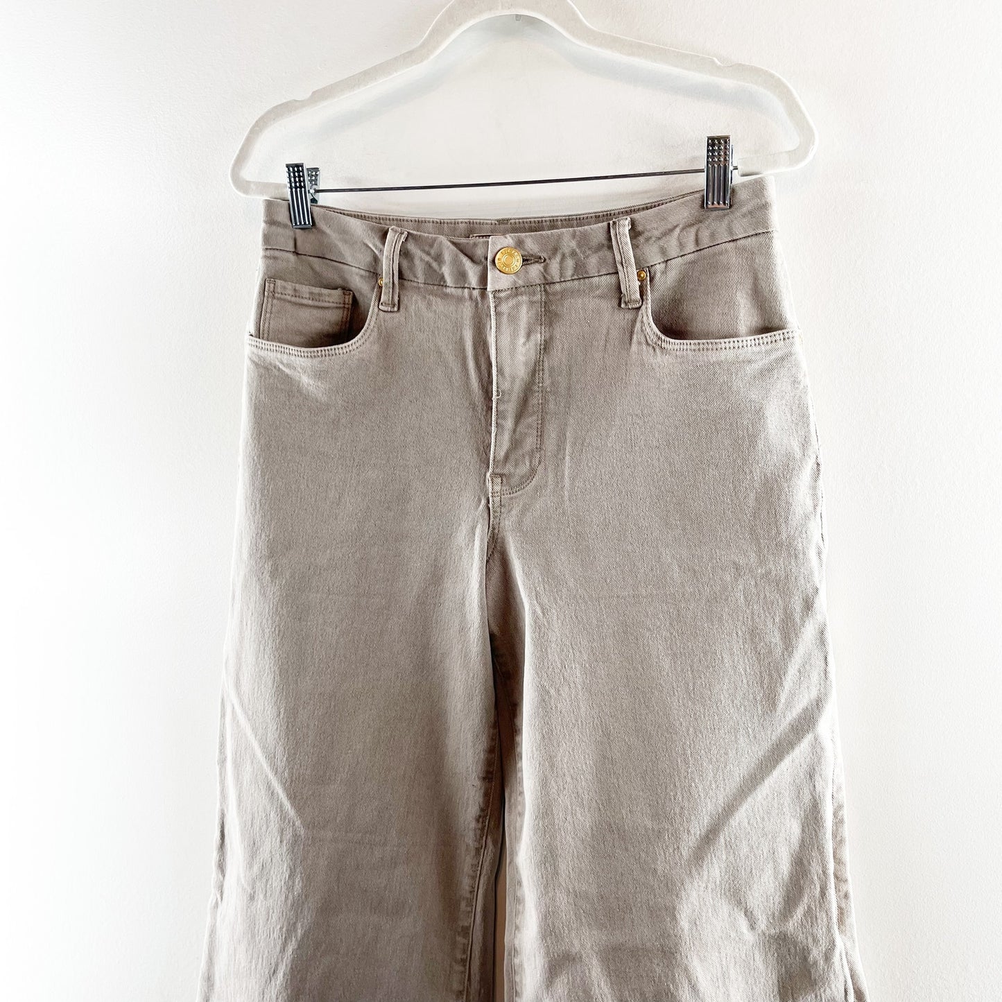 Kut From The Kloth High Rise Meg Wide Leg Fab Ab Jeans Coffee Cream Gray 8