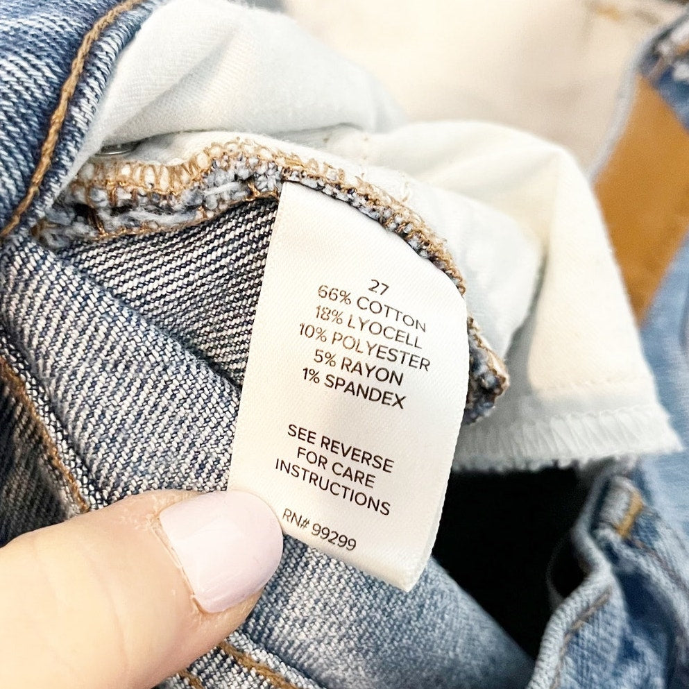 Evereve High Rise Vintage Barrel Jeans Blue 27