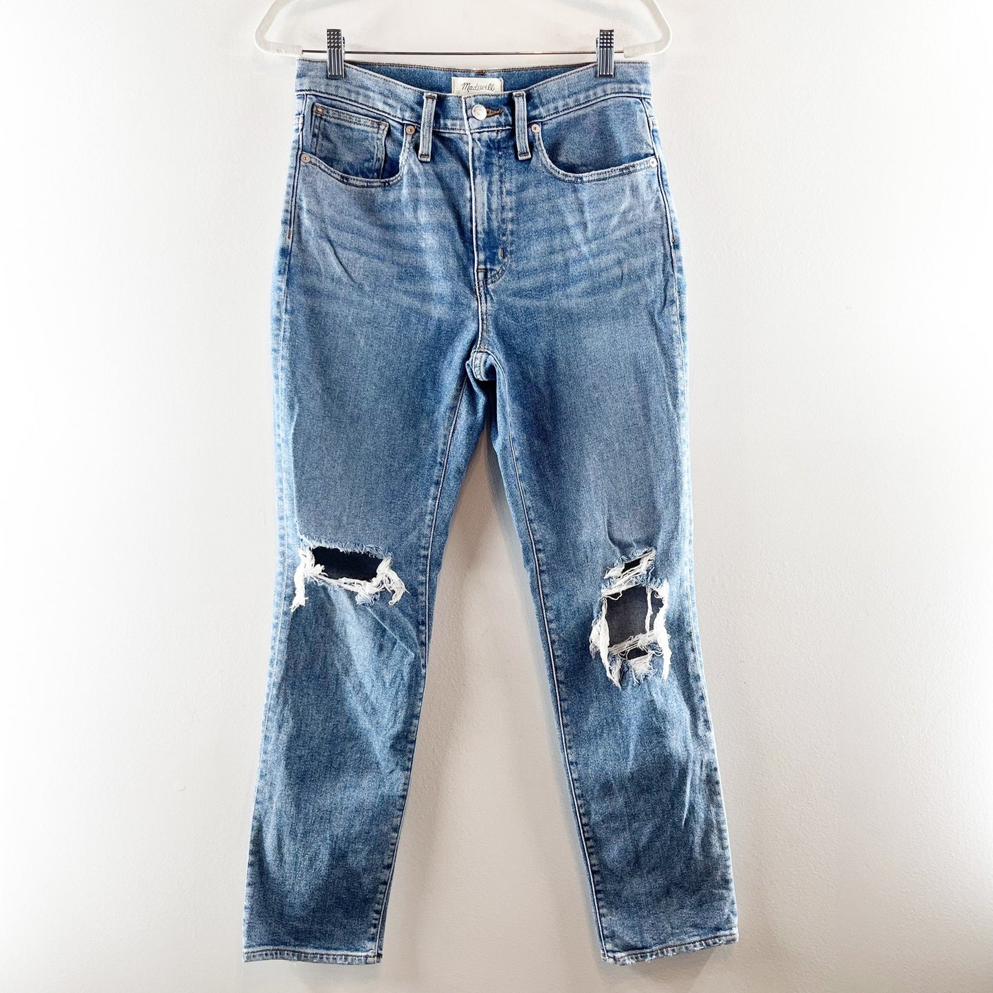 Madewell The Roadtripper High Rise Slim Boyjeans Ripped Edition Blue 26