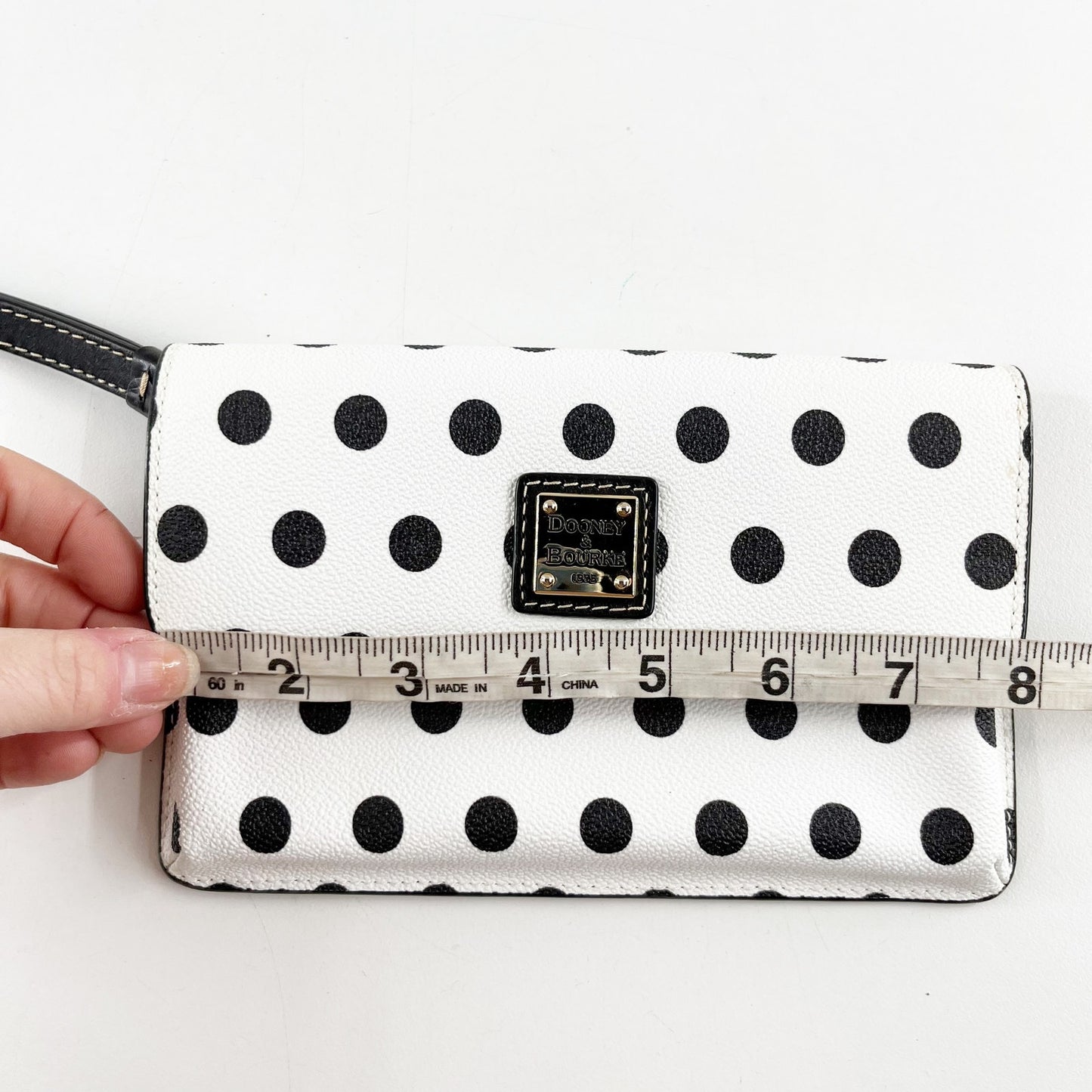Dooney & Bourke Polka Dot Wristlet Wallet Black White