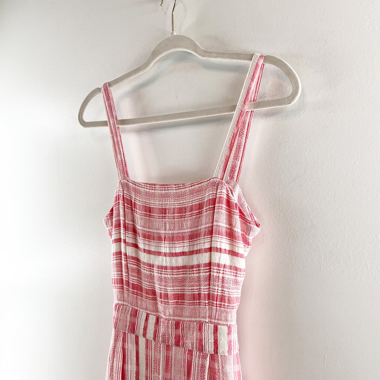 Lulus Sleeveless Coastal Living Red Striped Tie Back Wide Leg Jumpsuit Pink XS