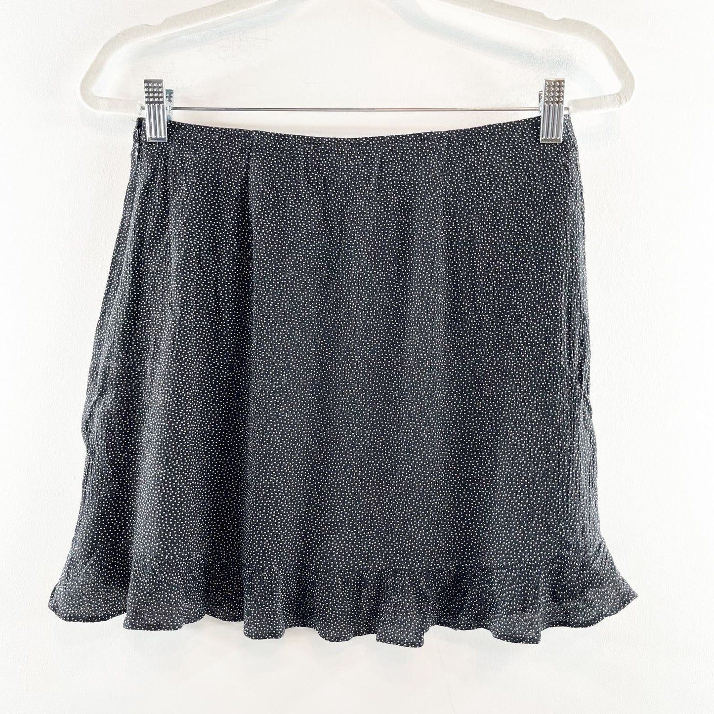Abercrombie & Fitch Polka Dot Ruffle Hem Mini Skirt Black Medium