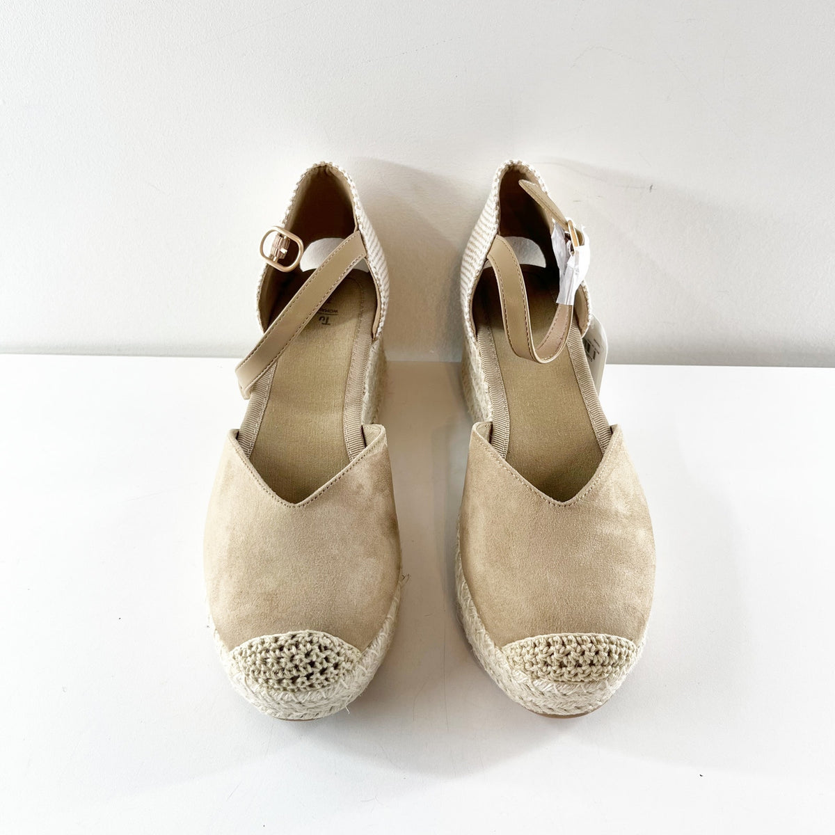 Tu Clothing Canvas Platform Espadrille Wedge Shoes Sandals Cream Tan 8.5