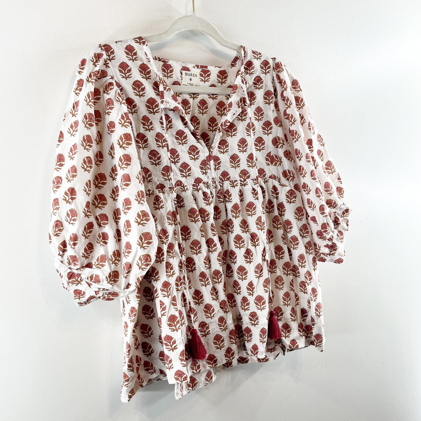 Marea Steph Shell Top Blouse in Bordeau White Small