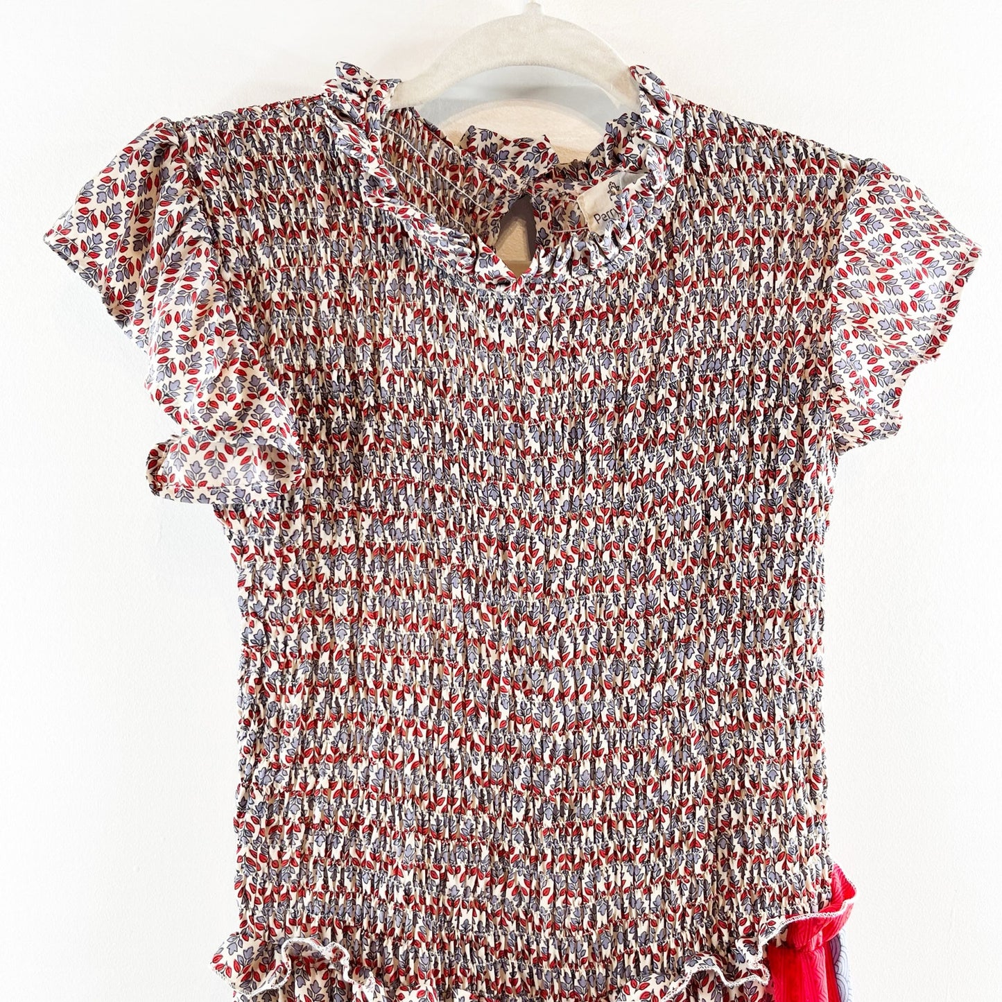 Perry Walker Collective Drop Waist Smocked Patchwork Maxi Dress Red Small