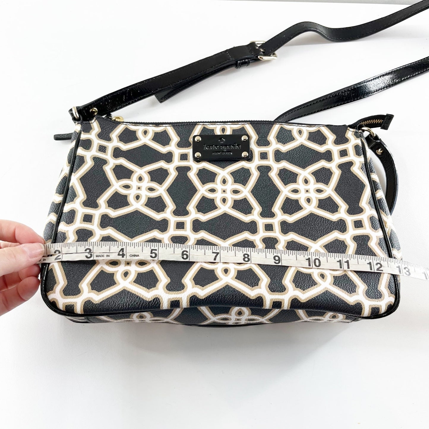 Kate Spade Chrissy Moroccan Print Crossbody Purse Bag Black