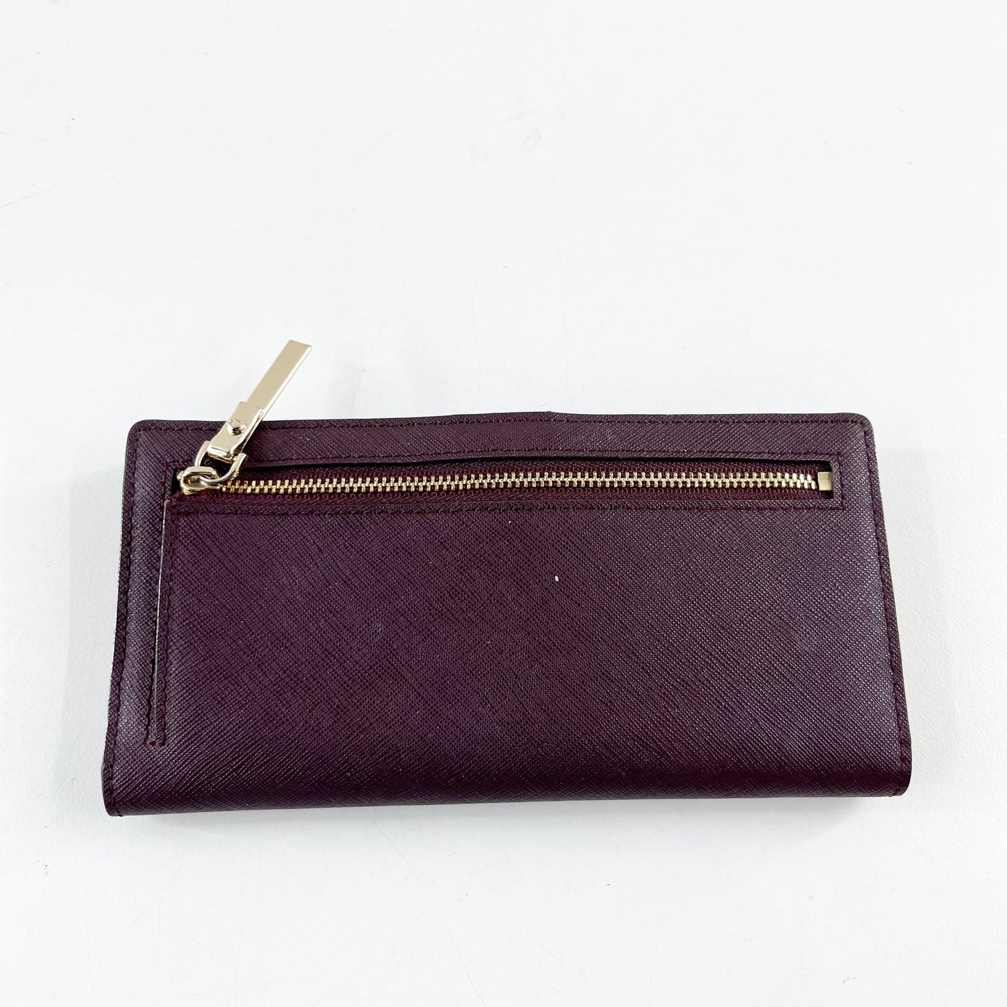 Kate Spade Rectangle Snap Closure Leather Bi Fold Wallet Purple Plum
