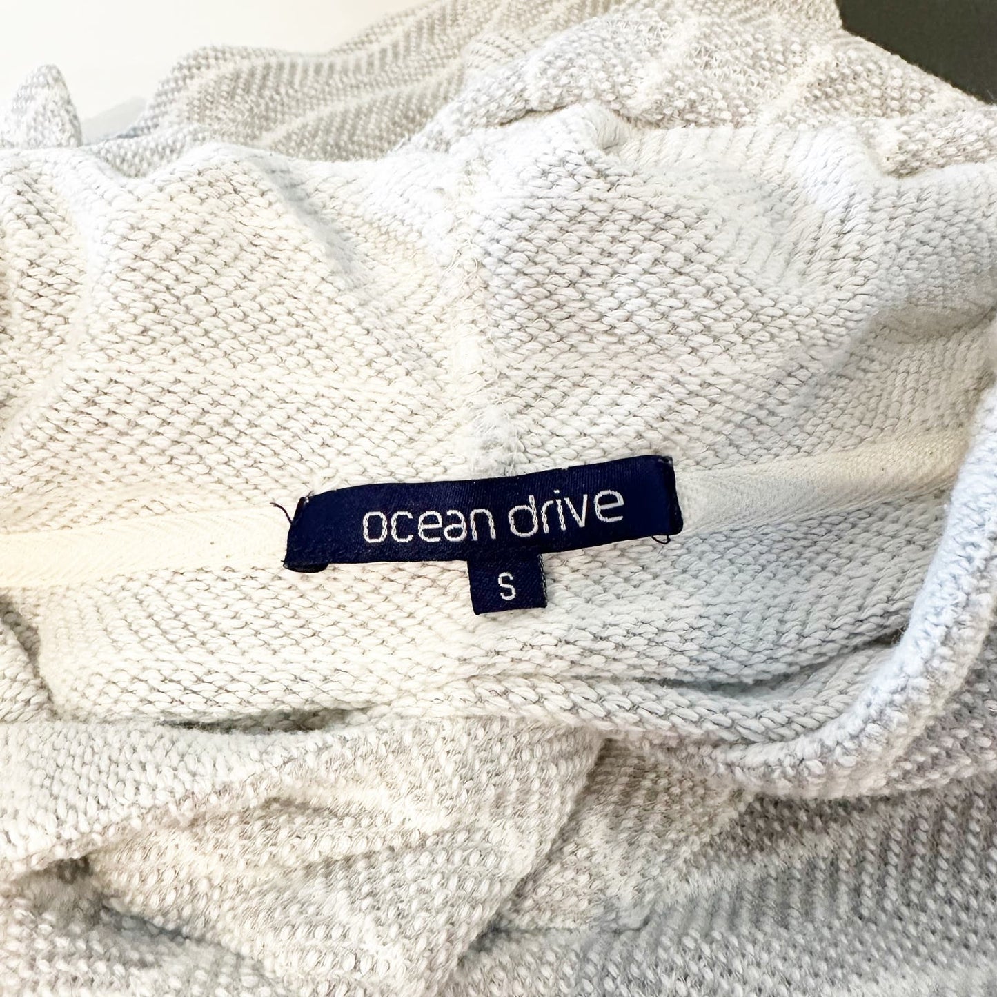 Ocean Drive Cotton Beachy Striped Pullover Hoodie Sweatshirt Gray Small
