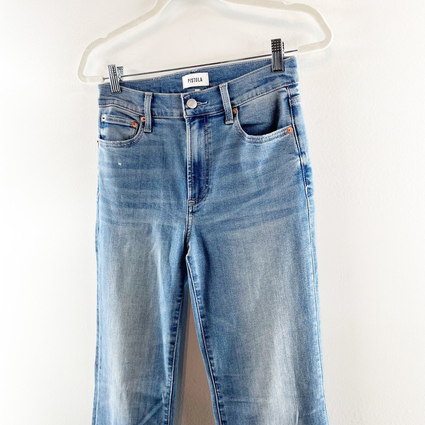 Pistola Kinsley Mid Rise Flare Leg Jeans Blue 27