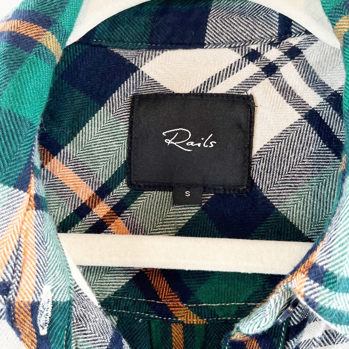 Rails Hunter Plaid Button Down Shirt Forest Navy Stone Green Small
