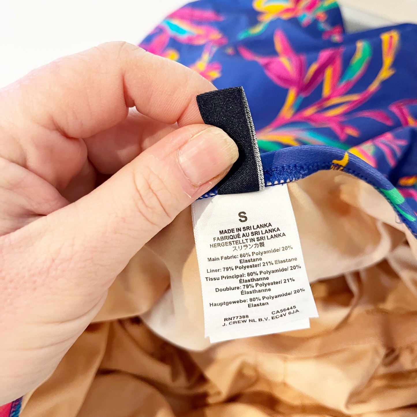 J. Crew Floral Printed Strapless One Piece Swimsuit Blue Small