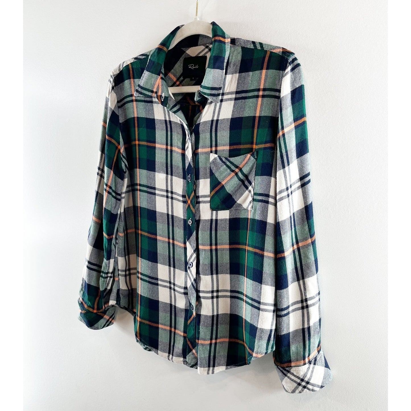 Rails Hunter Plaid Button Down Shirt Forest Navy Stone Green Small
