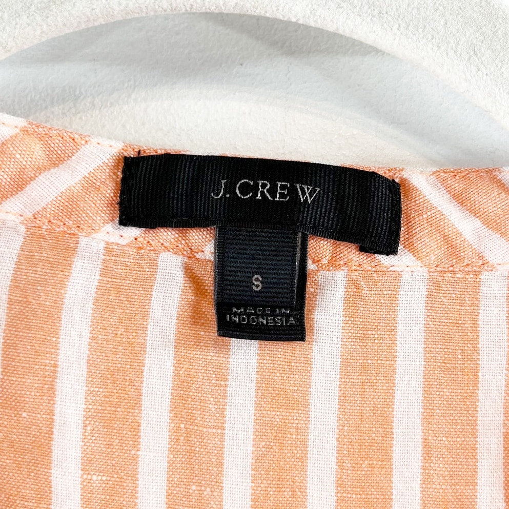 J. Crew Striped Long Sleeve Mini Tunic Beach Cover Up Dress Orange Pink Small