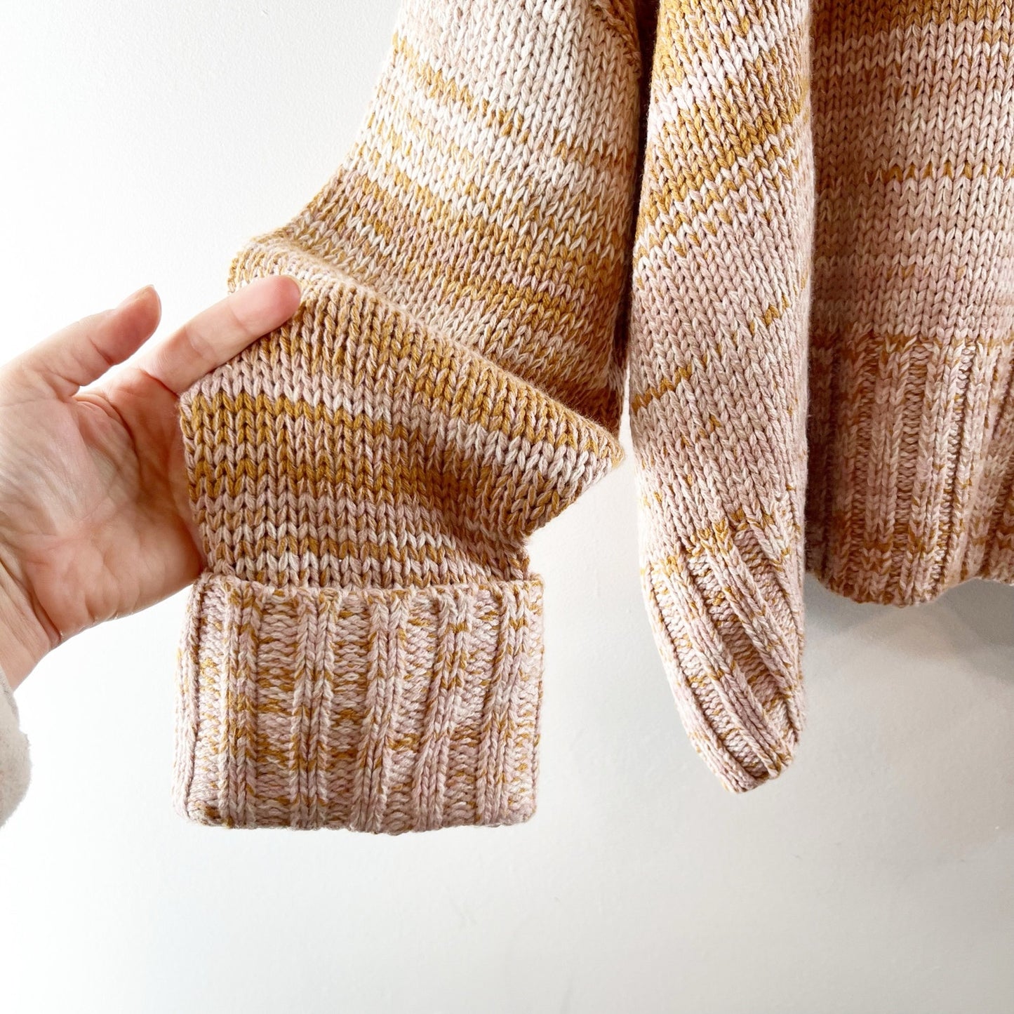 525 America Blair Shaker Knit Ombre Long Sleeve Turtleneck Sweater Beige XL