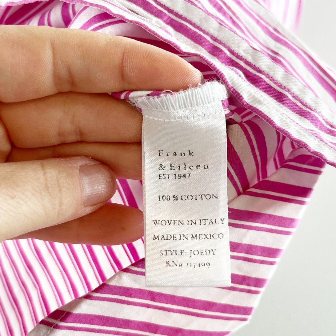 Frank & Eileen Joedy Long Sleeve Button Down Striped Cotton Shirt Pink XS