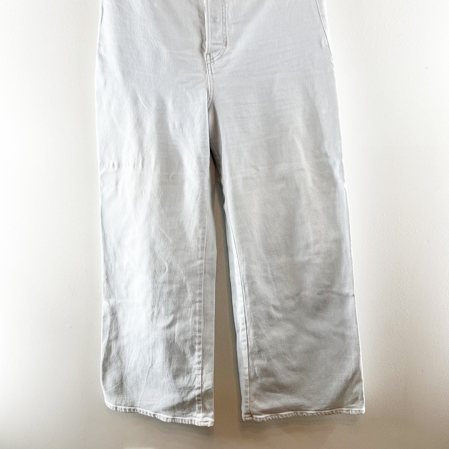 Veronica Beard Grant Braided Waist Extra High Rise Wide Leg Jeans Aspen Blue 10