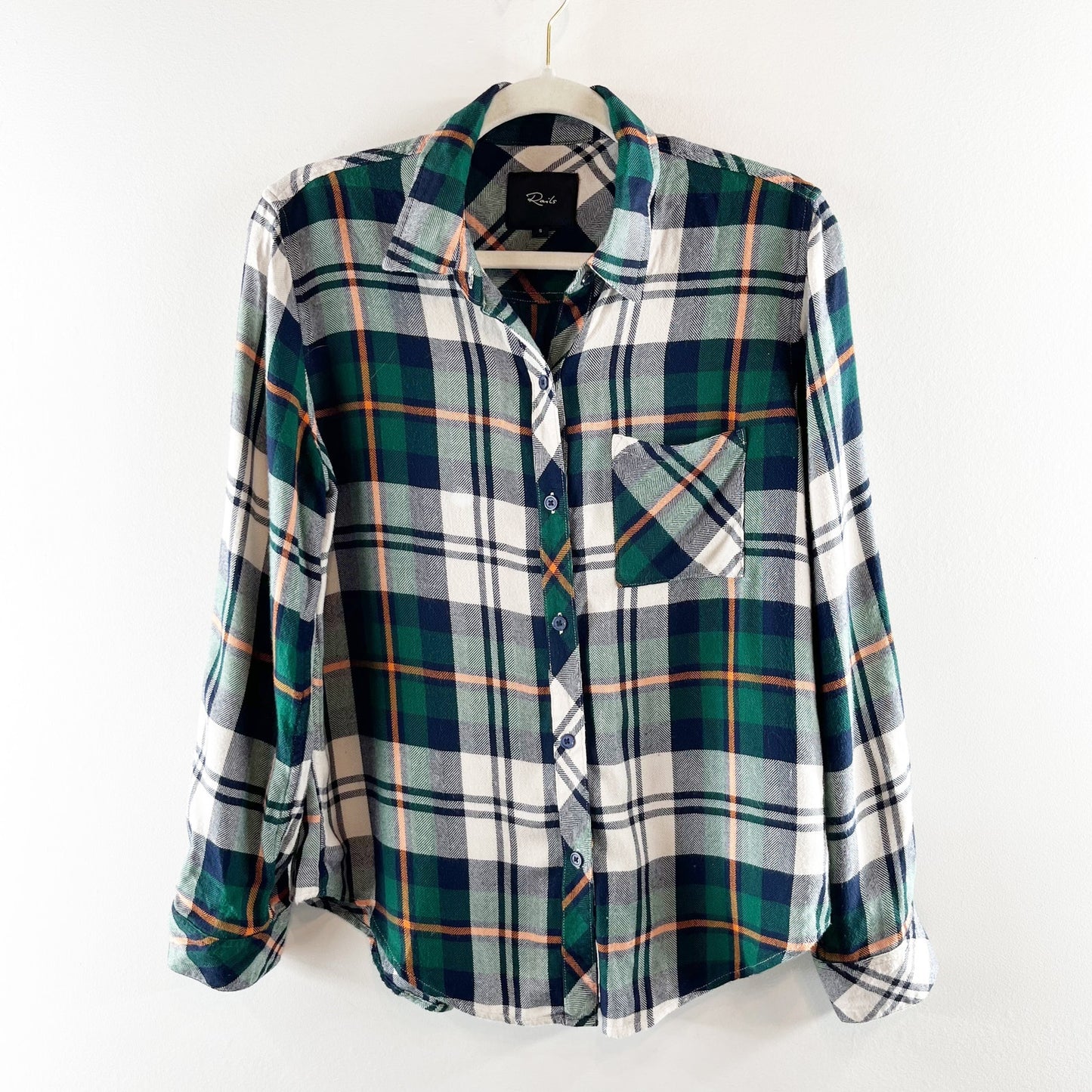 Rails Hunter Plaid Button Down Shirt Forest Navy Stone Green Small