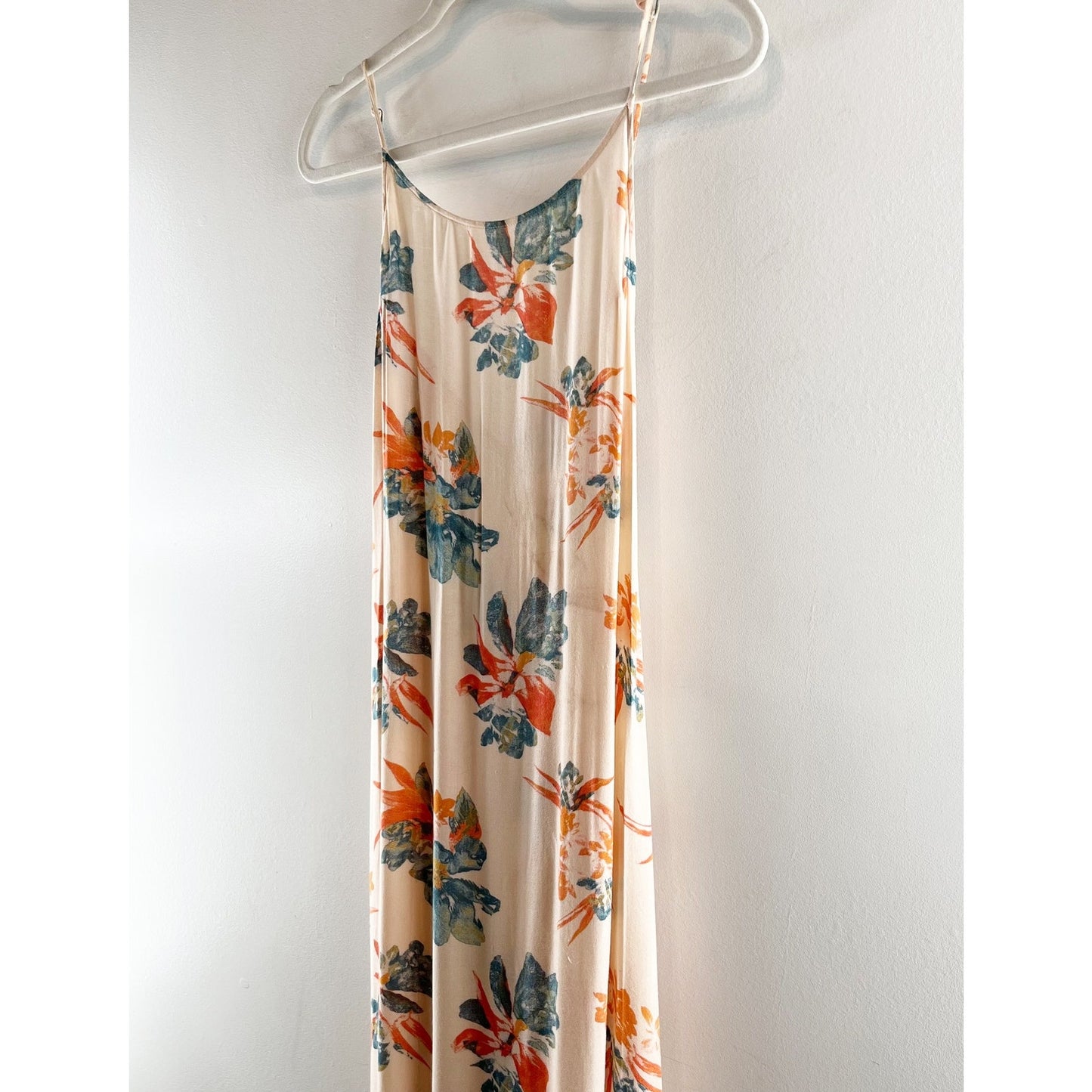 Free People Star Chasing Floral Maxi Slip Dress in Hibiscus Cream Combo Small