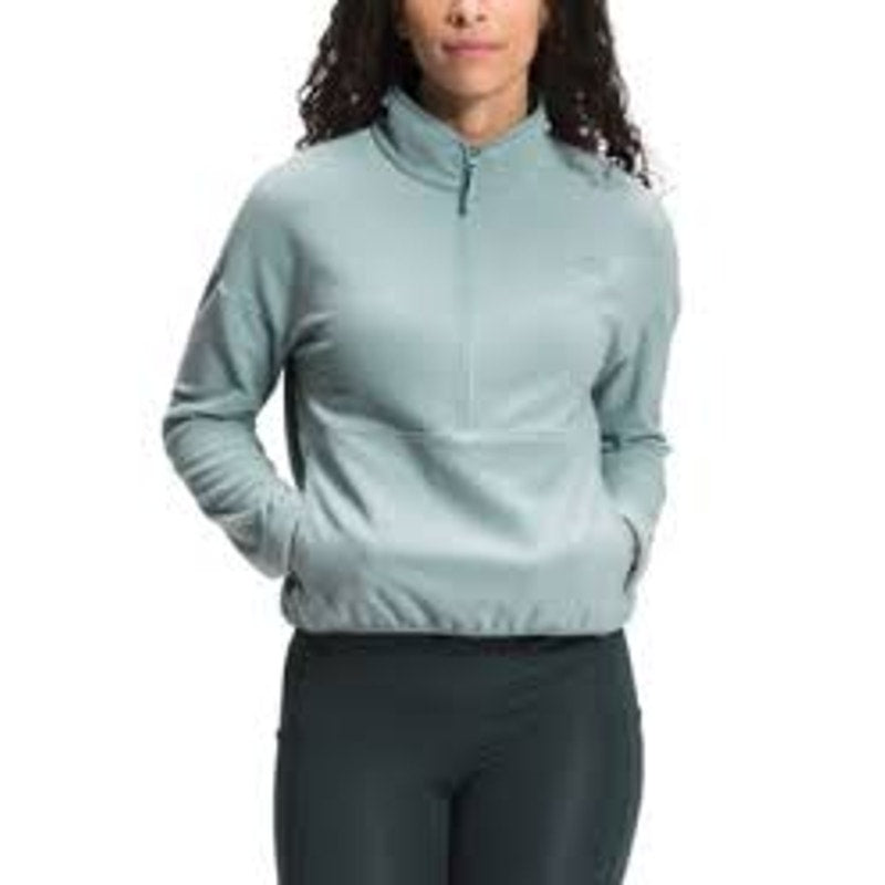 The North Face TKA Glacier 1/2 Zip Cropped Sweater Jacket Green Small