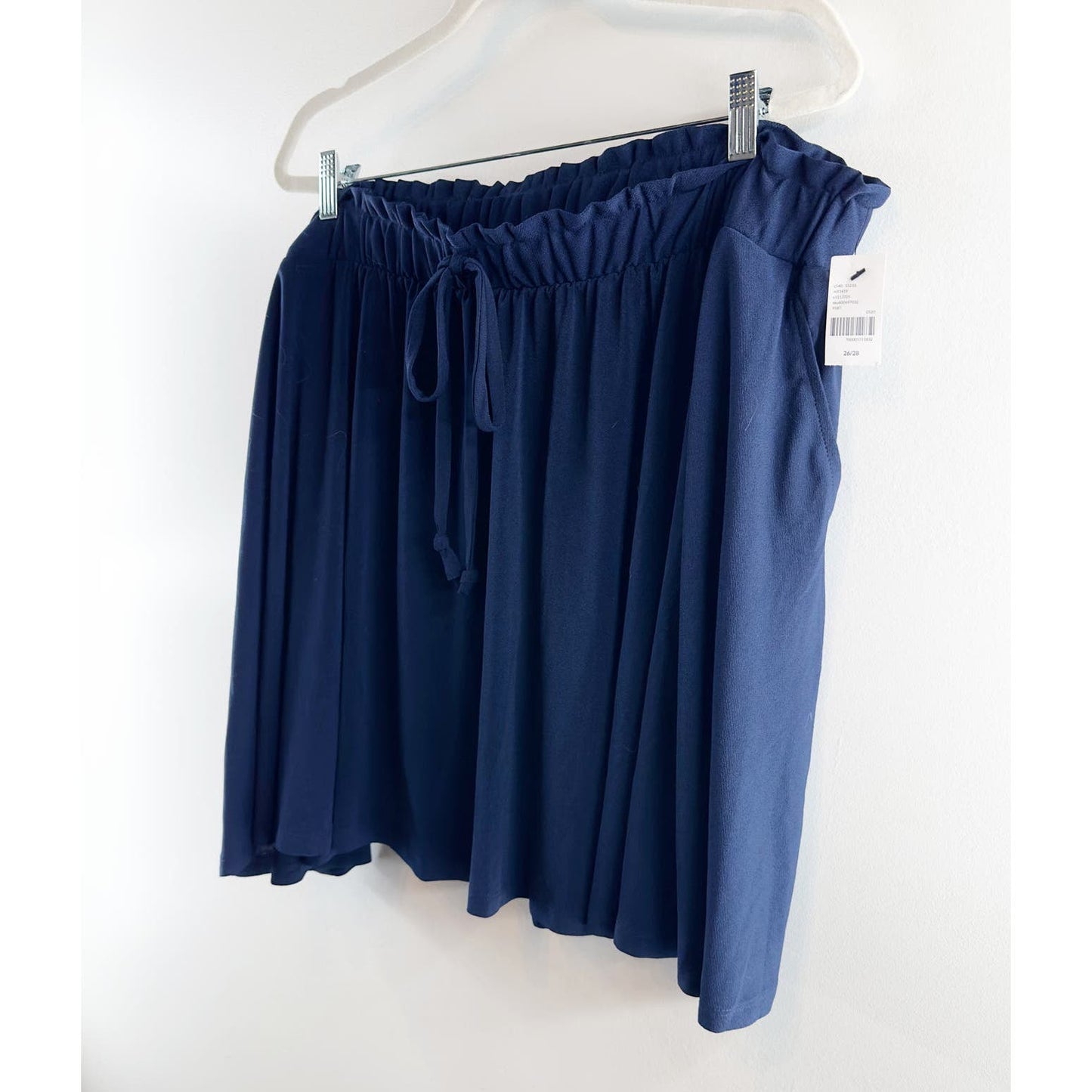 Lane Bryant Pull On Elastic Waist Drawstring Mini Skirt Navy Blue 26/28