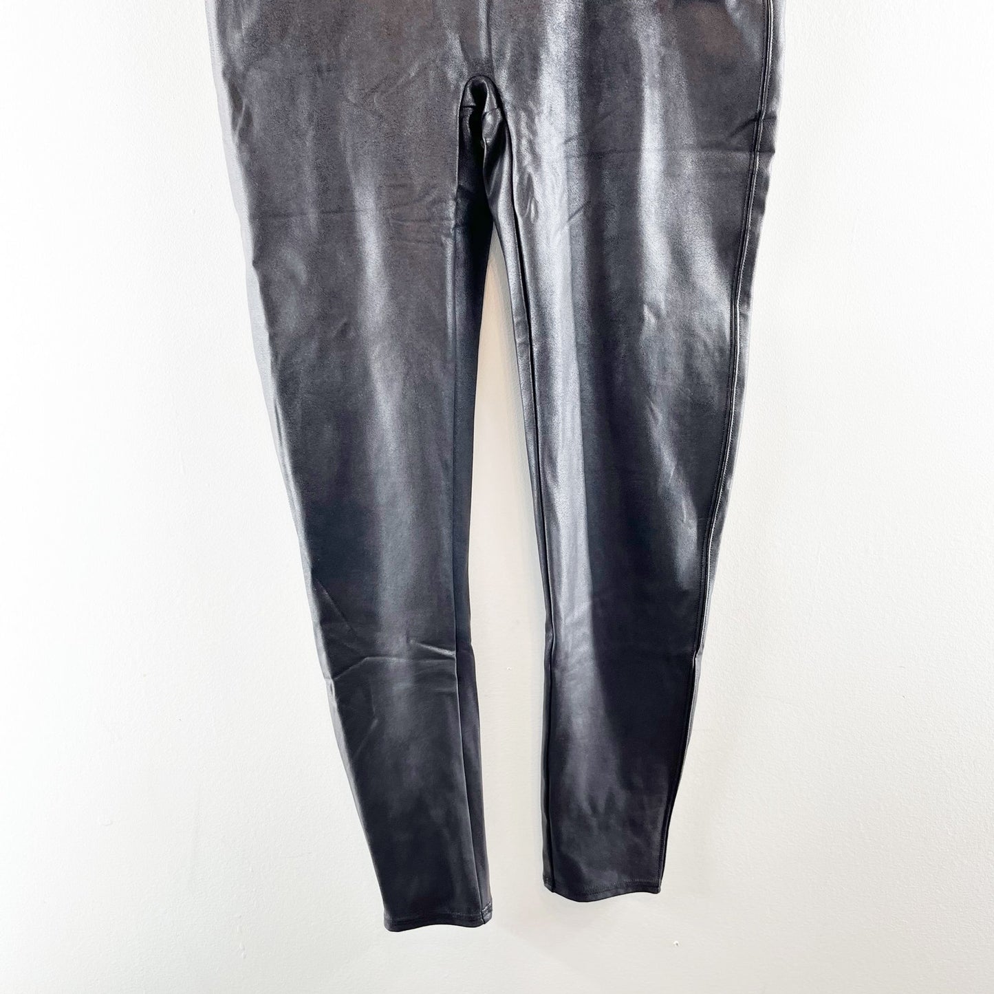 Spanx High Rise Compression Faux Leather Leggings Black XL Petite