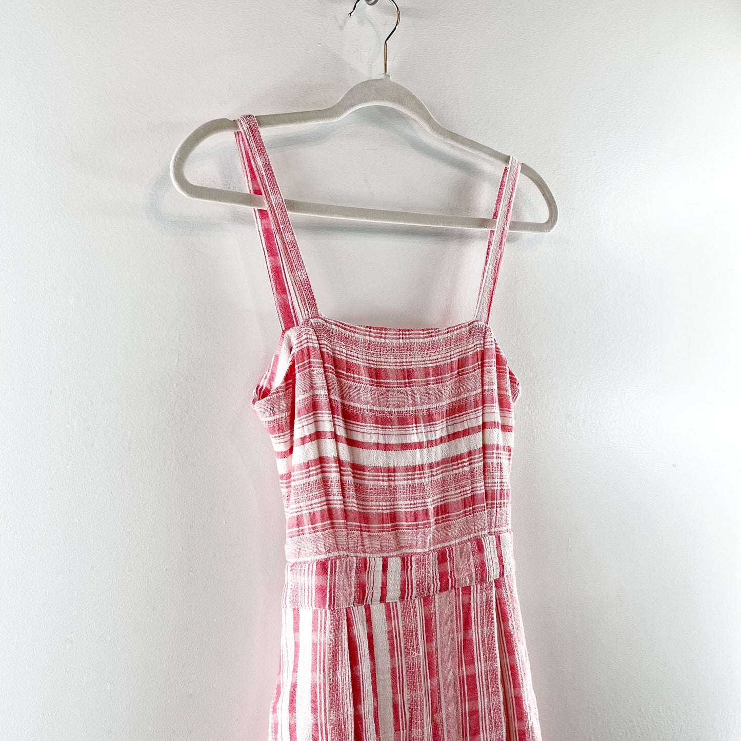 Lulus Sleeveless Coastal Living Red Striped Tie Back Wide Leg Jumpsuit Pink XS