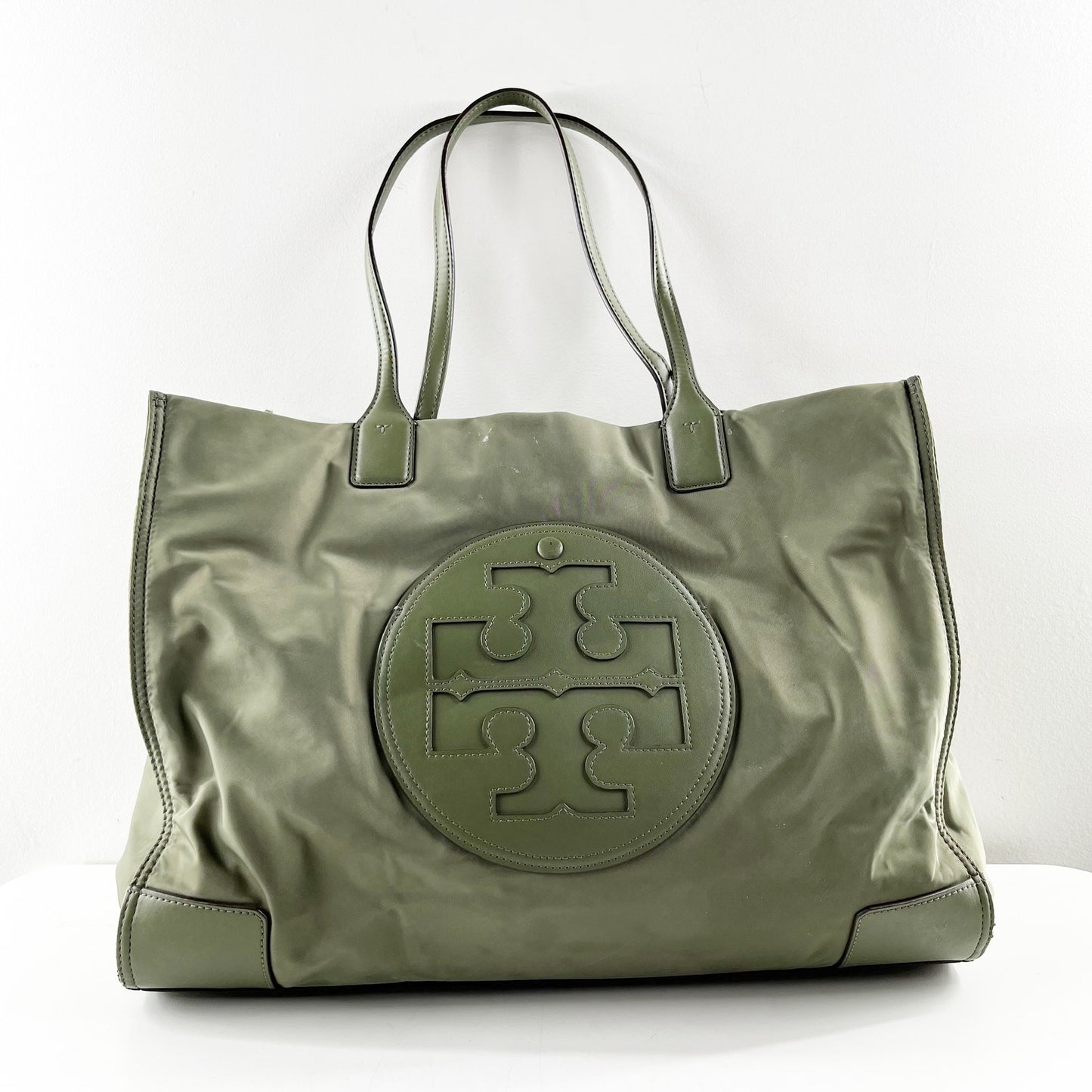 Tory Burch Ella Nylon Tote Bag Travel Purse Green Large