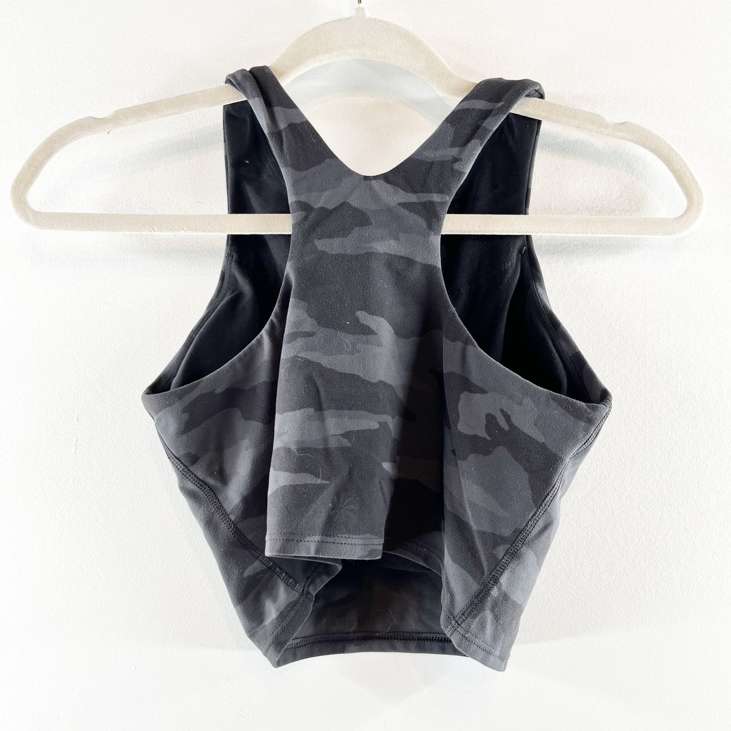 Athleta Conscious Crop Tank Sports Racerback Bra Camo Black Gray XS