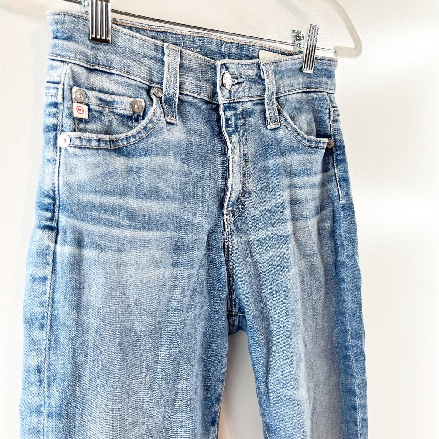 AG Adriano Goldschmied Mari Crop High Rise Slim Straight Leg Jeans Blue 25