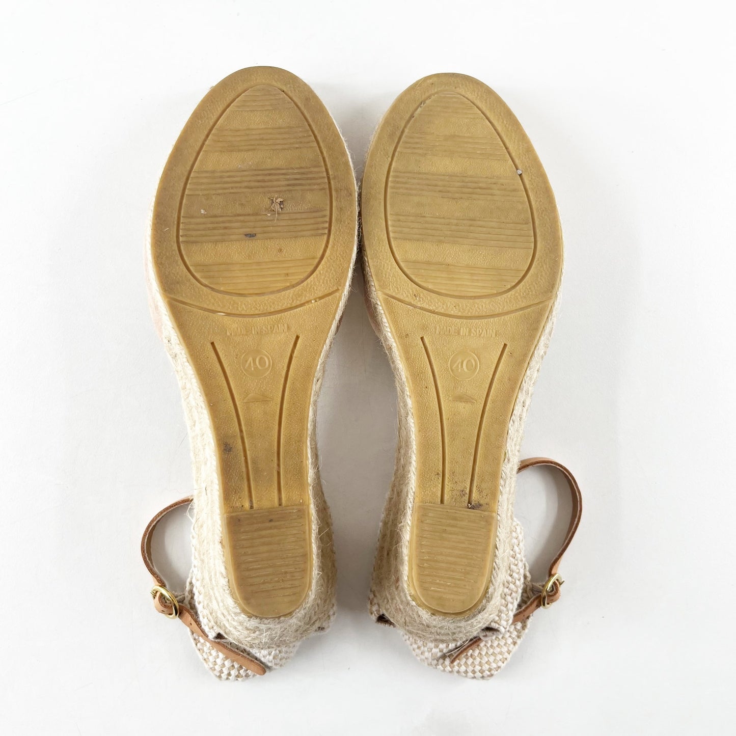 Kanna by Anthropologie Suede Platform Espadrille Wedge Sandals Beige 40