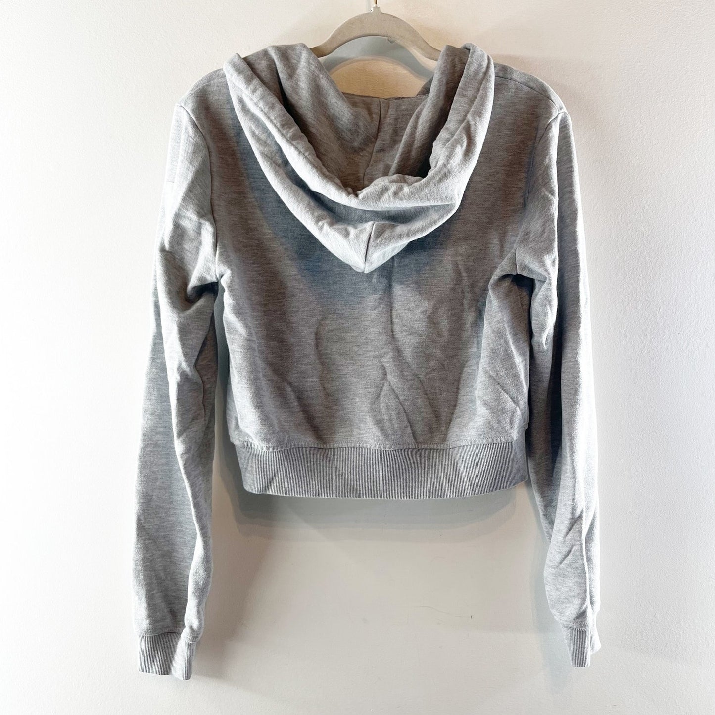 Alo Routine Cropped Full Zip Up Hoodie Sweatshirt Athletic Heather Gray Small