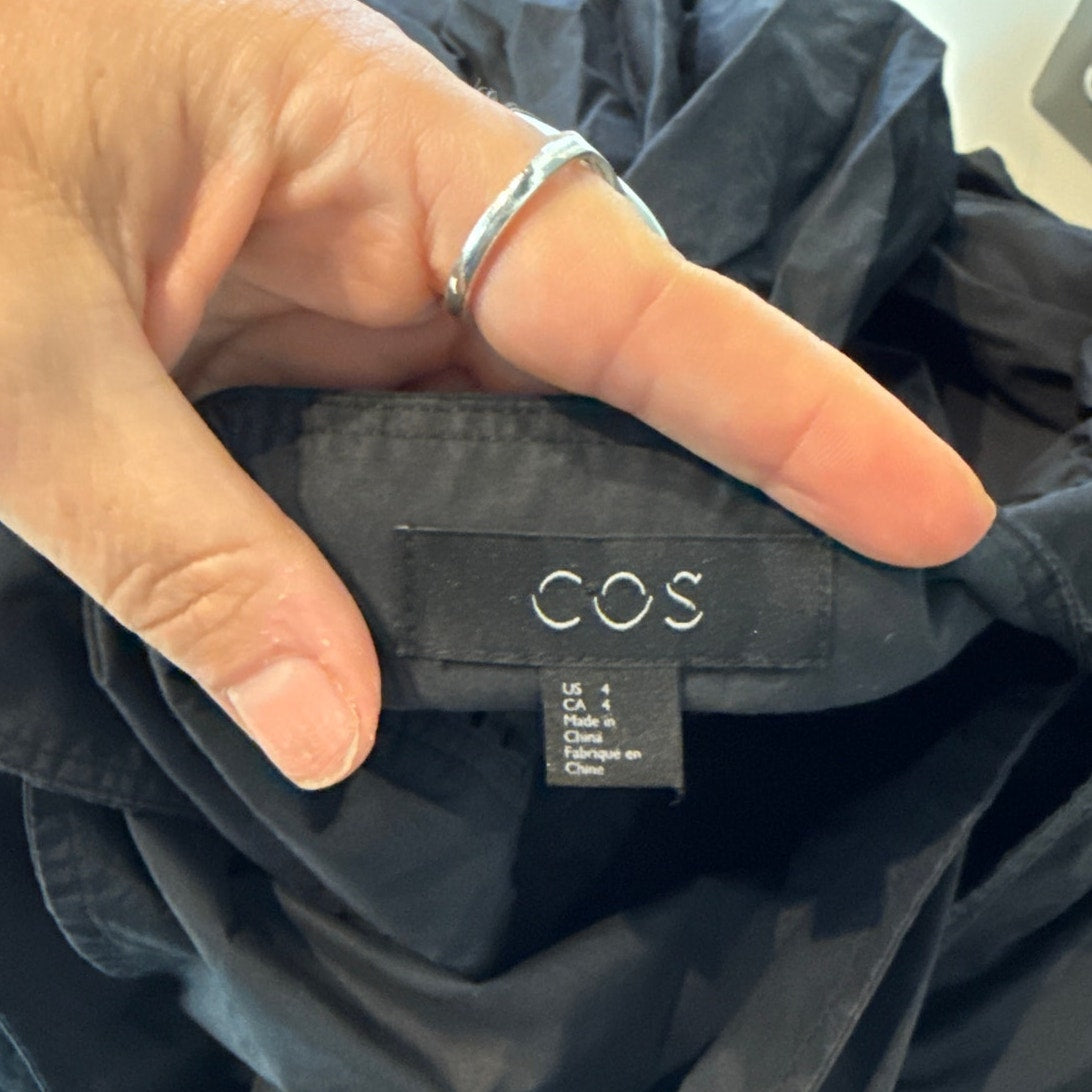 COS Cotton Poplin Cross Back Midi Sundress Dress Black 4