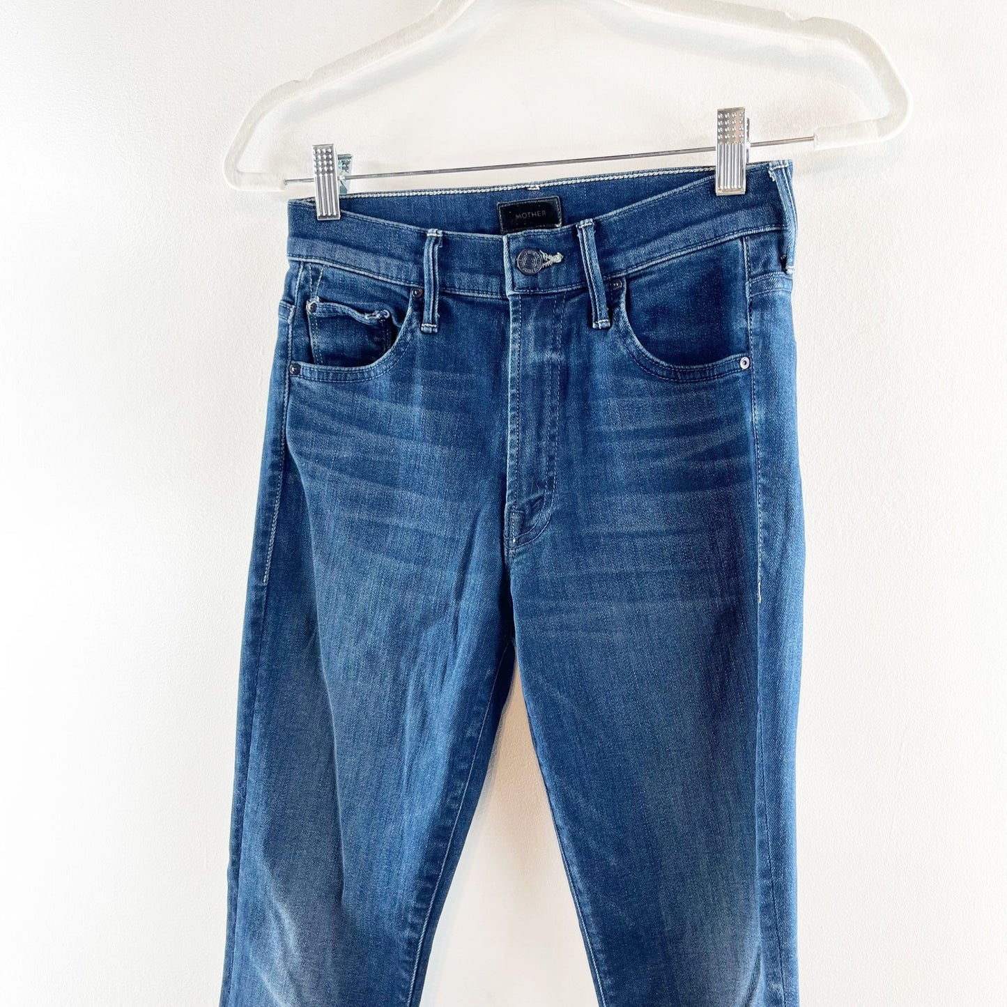 Mother The Insider Crop Step Fray High Rise Jeans Good For You Blue 26