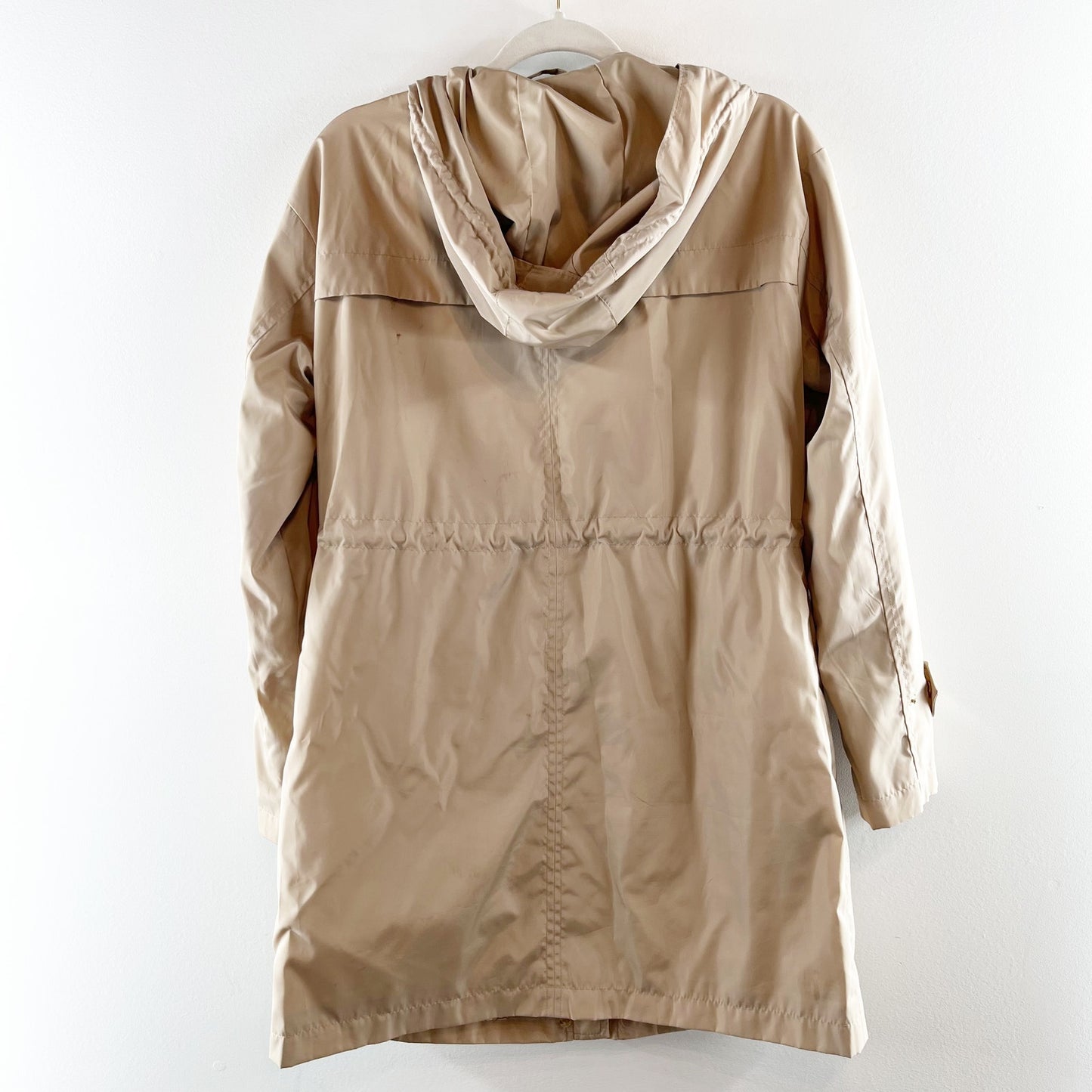Michael Kors Hooded Longline Utility Trench Raincoat Jacket Tan Small