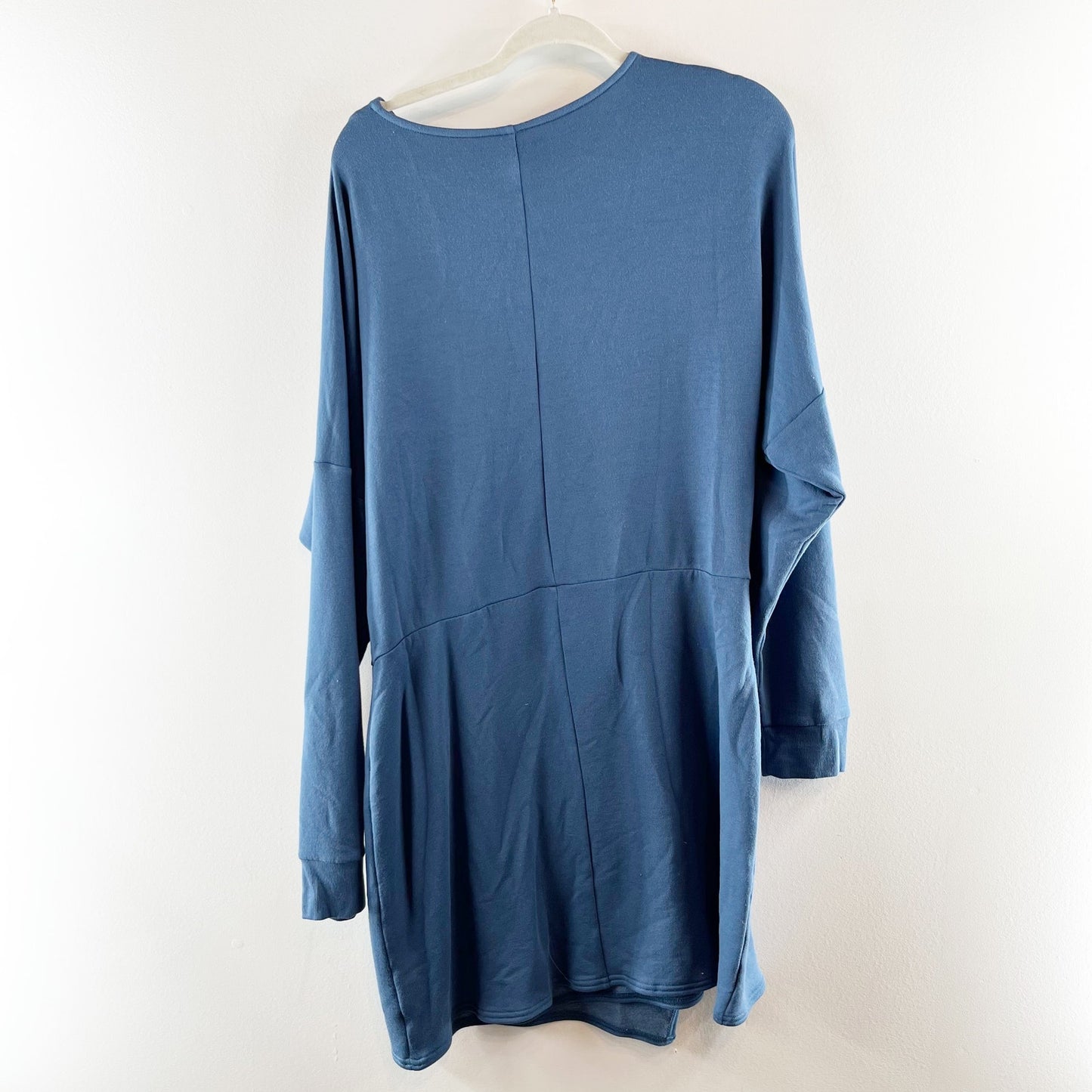 Anthropologie Daily Practice Long Sleeve Off Shoulder Sweatshirt Mini Dress Blue