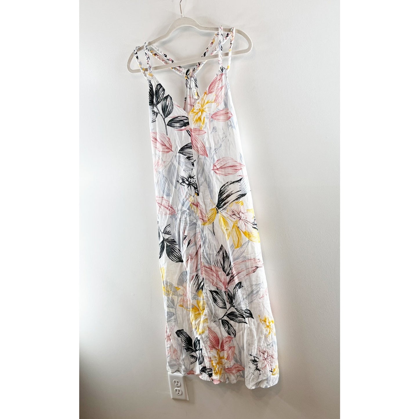 C&C California Linen Blend Floral Midi Slip Dress White XL