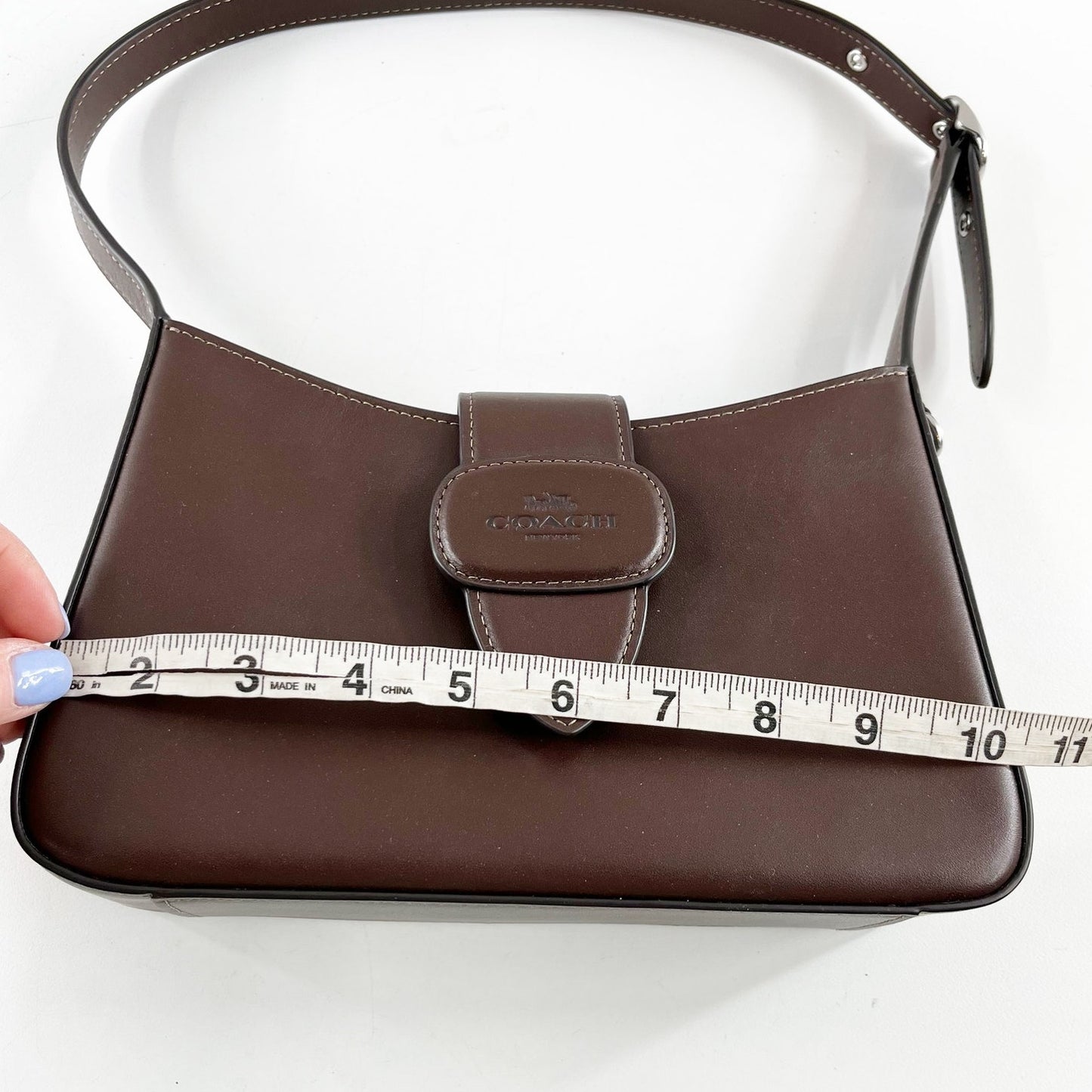 Coach Eliza Leather Zip Top Shoulder Bag Purse Maple Brown