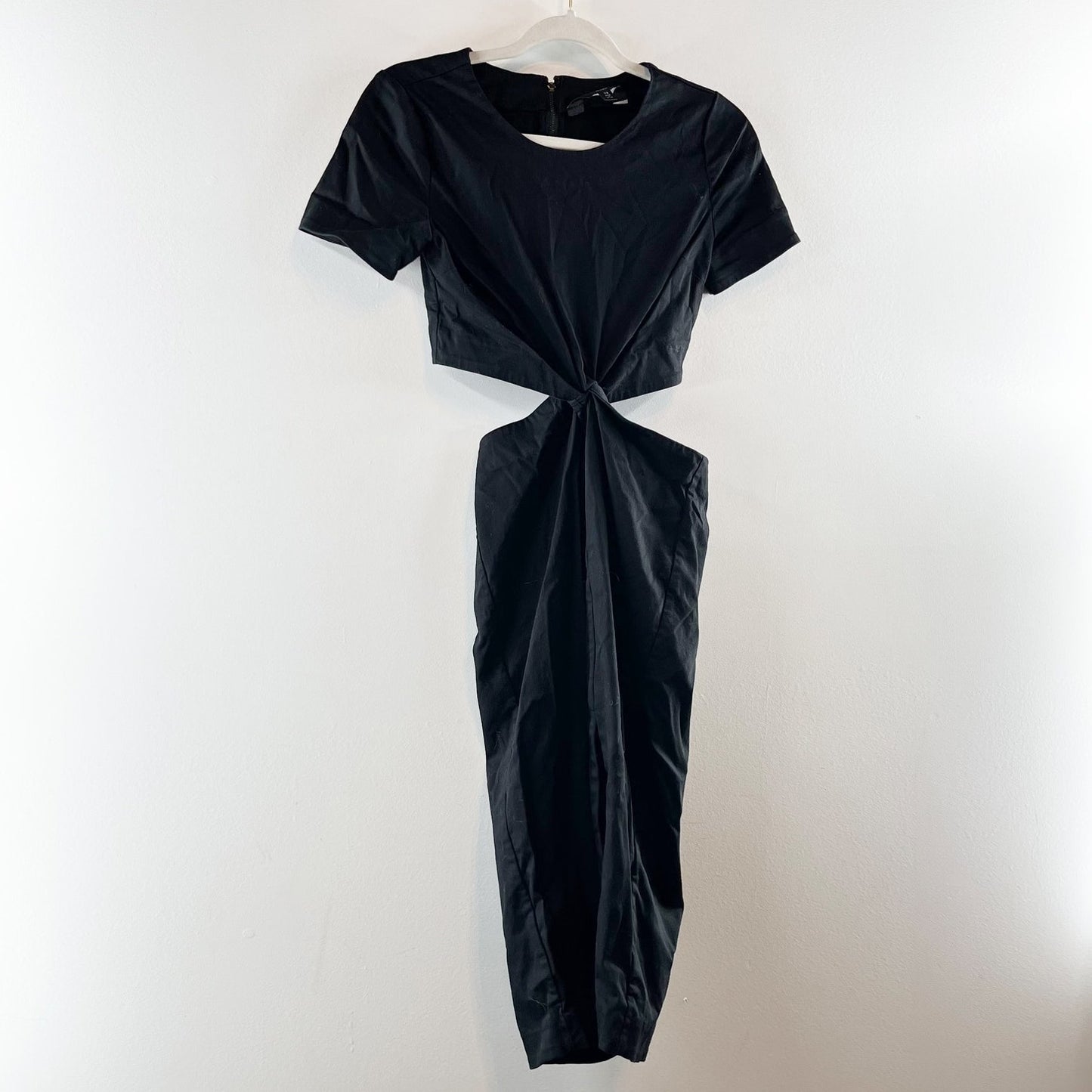 Chrissy Teigen X Revolve Short Sleeve Knot Front Cutout Tee Shirt Dress Black XS