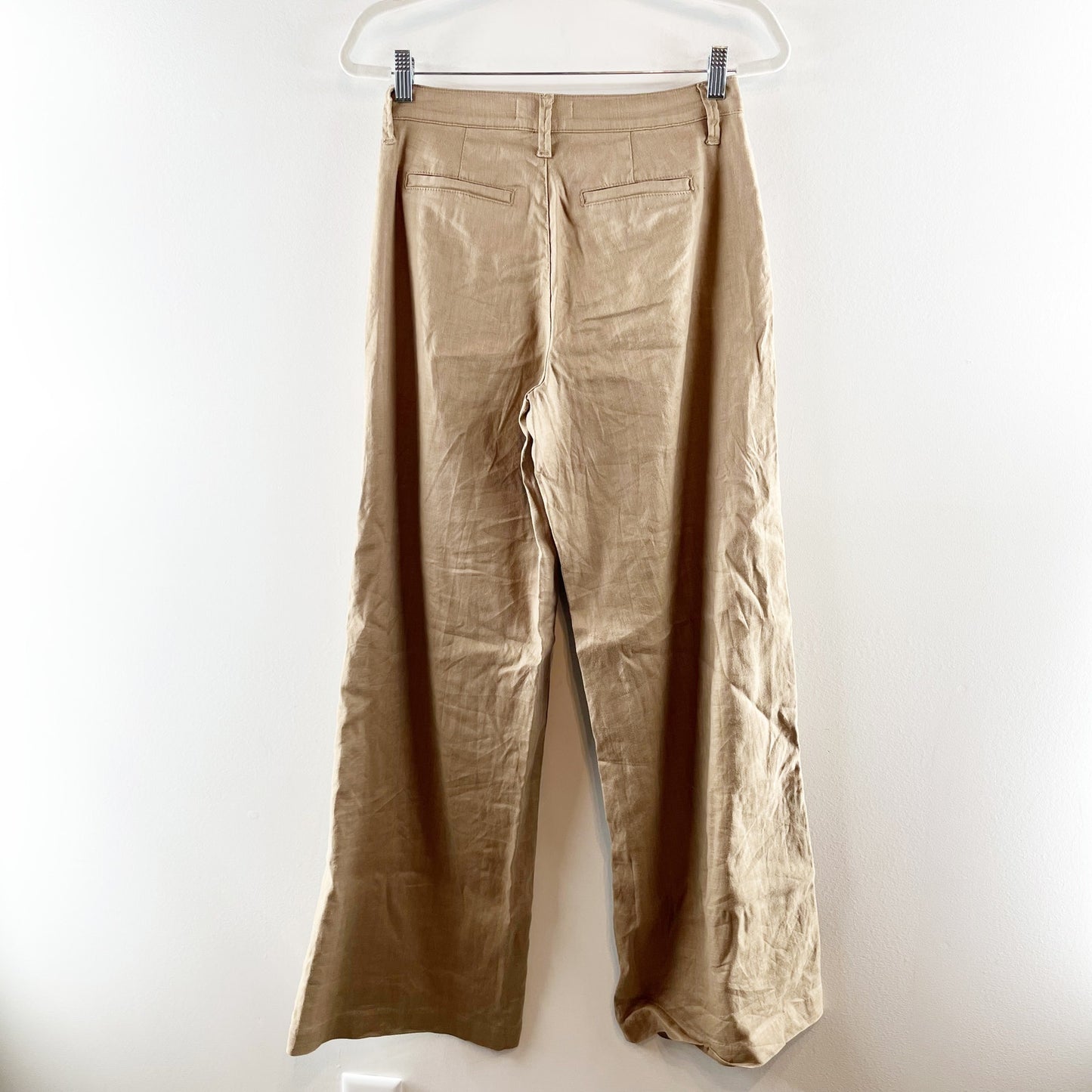 Level 99 Tallulah Linen Blend High Waisted Wide Leg Trouser Pants Sandcastle 26