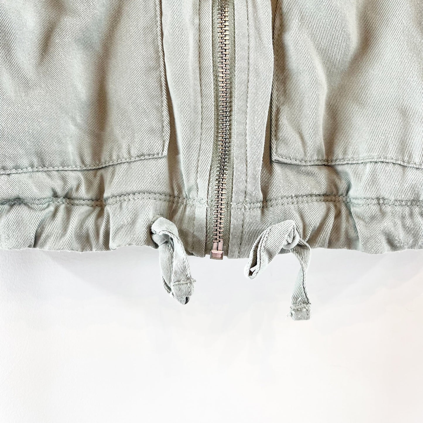 Abercrombie Utility Hooded Cropped Full Zip Jacket Green XXS