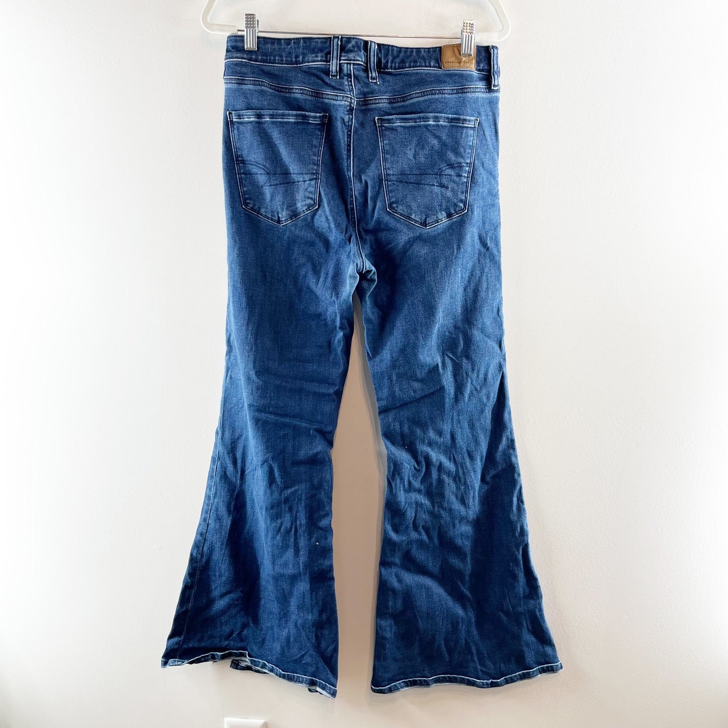 American Eagle High Rise Slit Hem Festival Flare Jeans Blue 12