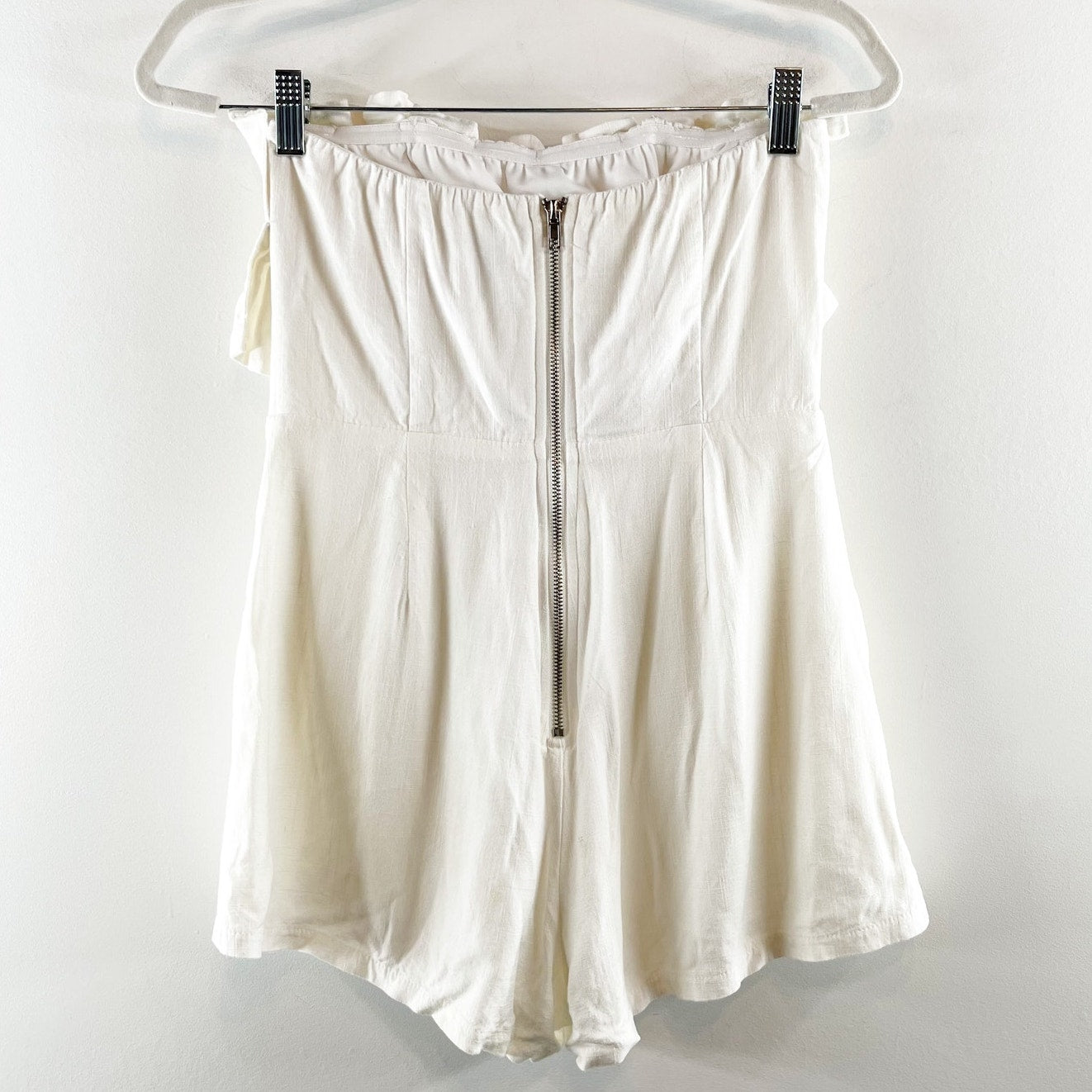 Princess Polly Hunter Mae Strapless Ruched Frill Short Romper White 6