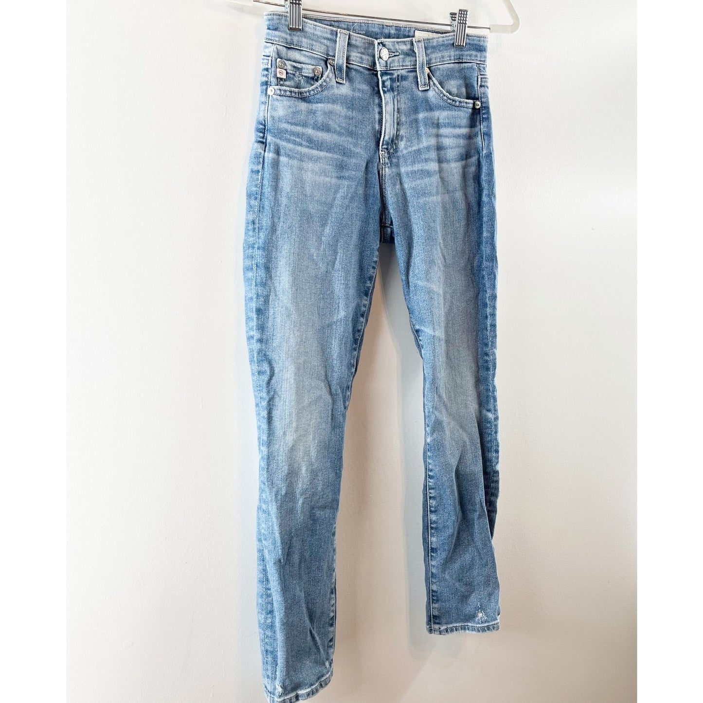 AG Adriano Goldschmied Mari Crop High Rise Slim Straight Leg Jeans Blue 25