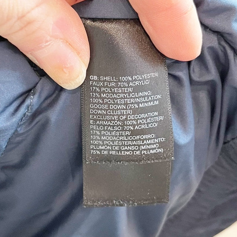 The North Face Transarctic Mama Faux Fur Lined Hood Parka Coat Navy Blue Small