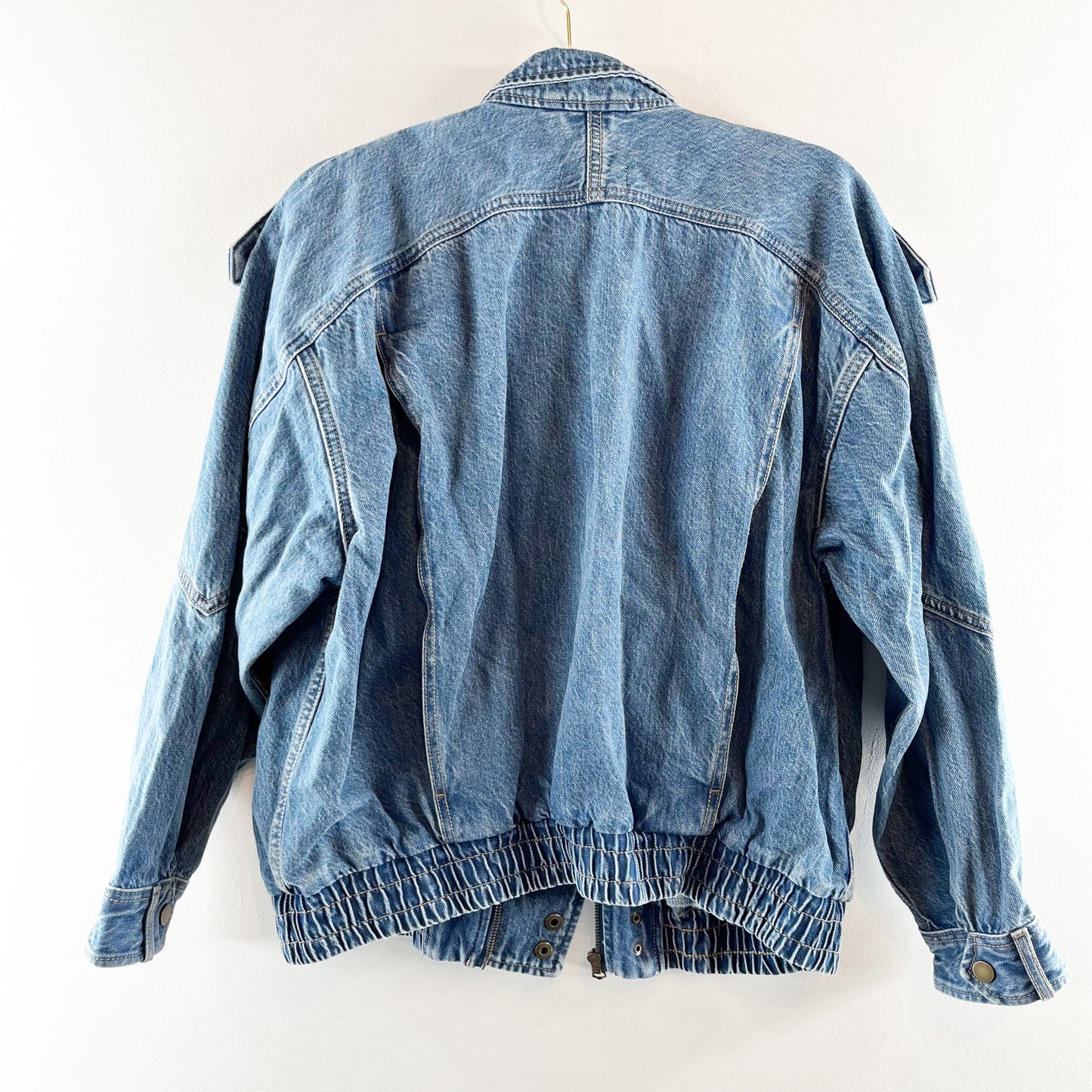 Abercrombie Relaxed Denim Bomber Jacket Medium Wash Blue Small
