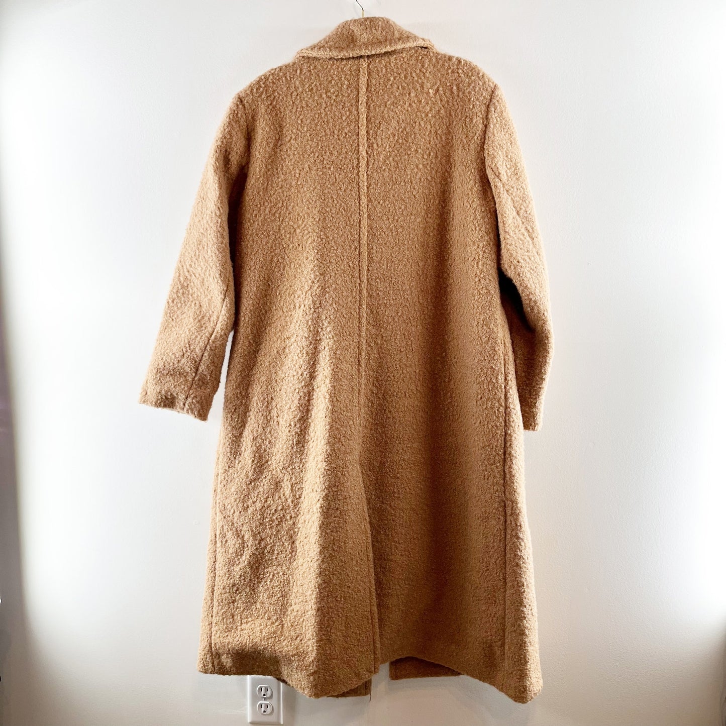 BCBGMaxazria Boucle Double Breasted Trench Peacoat Jacket Brown XL