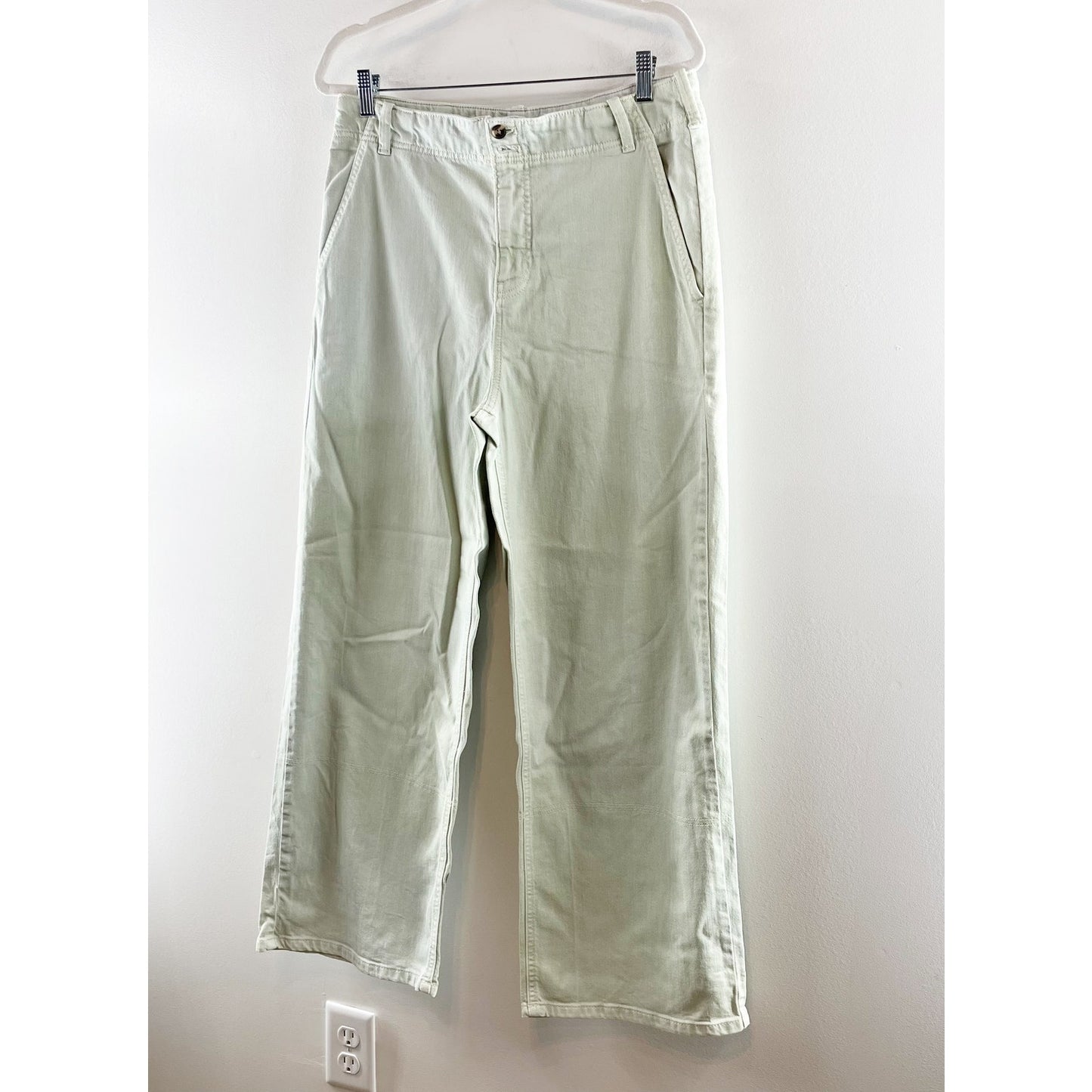 Anthropologie Pilcro Eventide High Rise Wide Leg Chino Trouser Pants Green 31